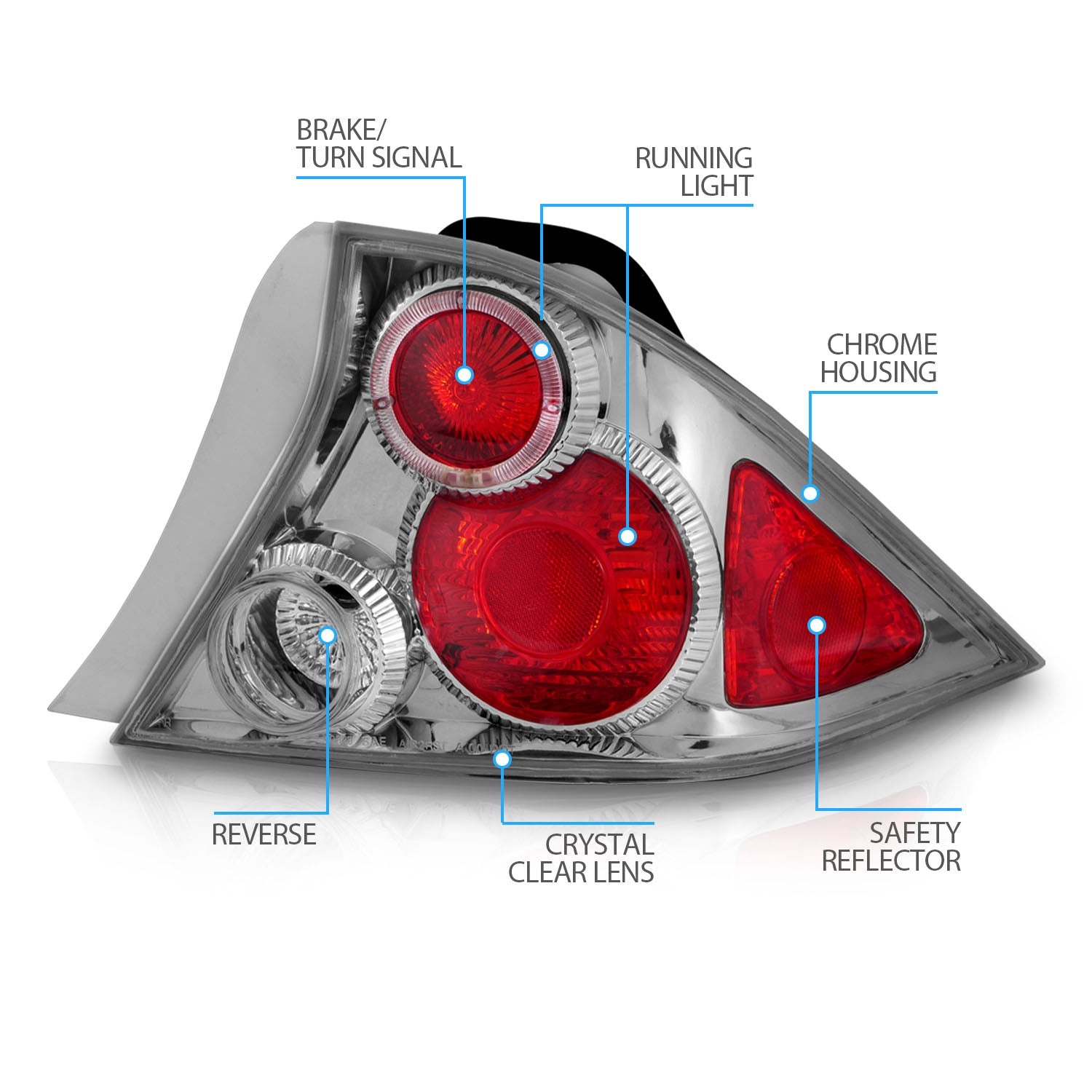 HONDA CIVIC 01-04 2DR TAIL LIGHTS HALO CHROME