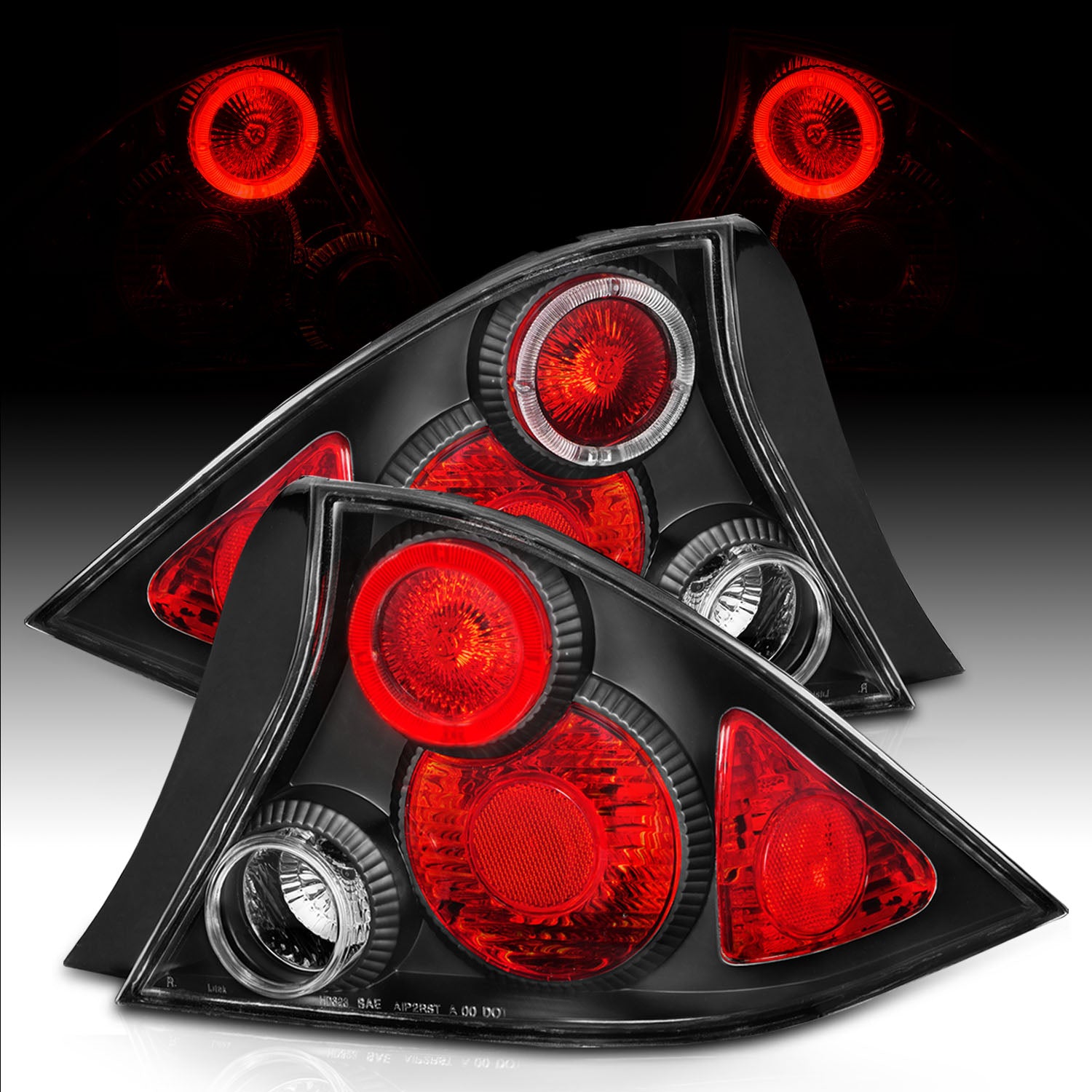 HONDA CIVIC 01-04 2DR TAIL LIGHTS HALO BLACK