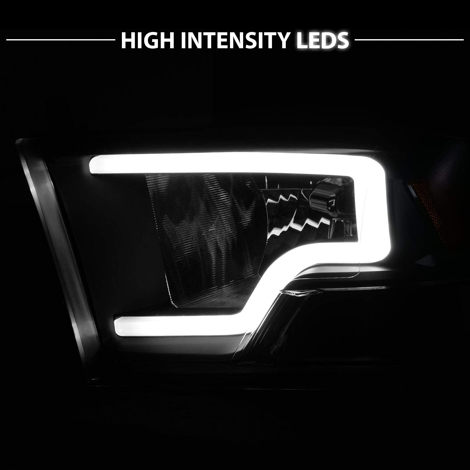 DODGE RAM 09-20 LIGHT BAR STYLE HEADLIGHTS BLACK HOUSING G2 AMBER  (HALOGEN TYPE)
