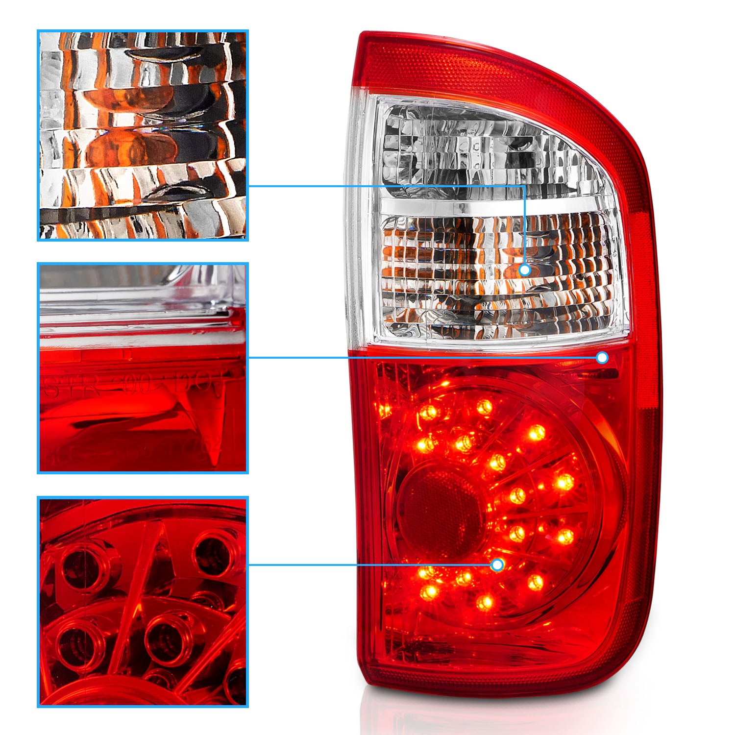 TOYOTA TUNDRA 00-06 LED TAIL LIGHTS RED/CLEAR (DOUBLE CAB ONLY/DOES NOT FIT STEPSIDE)