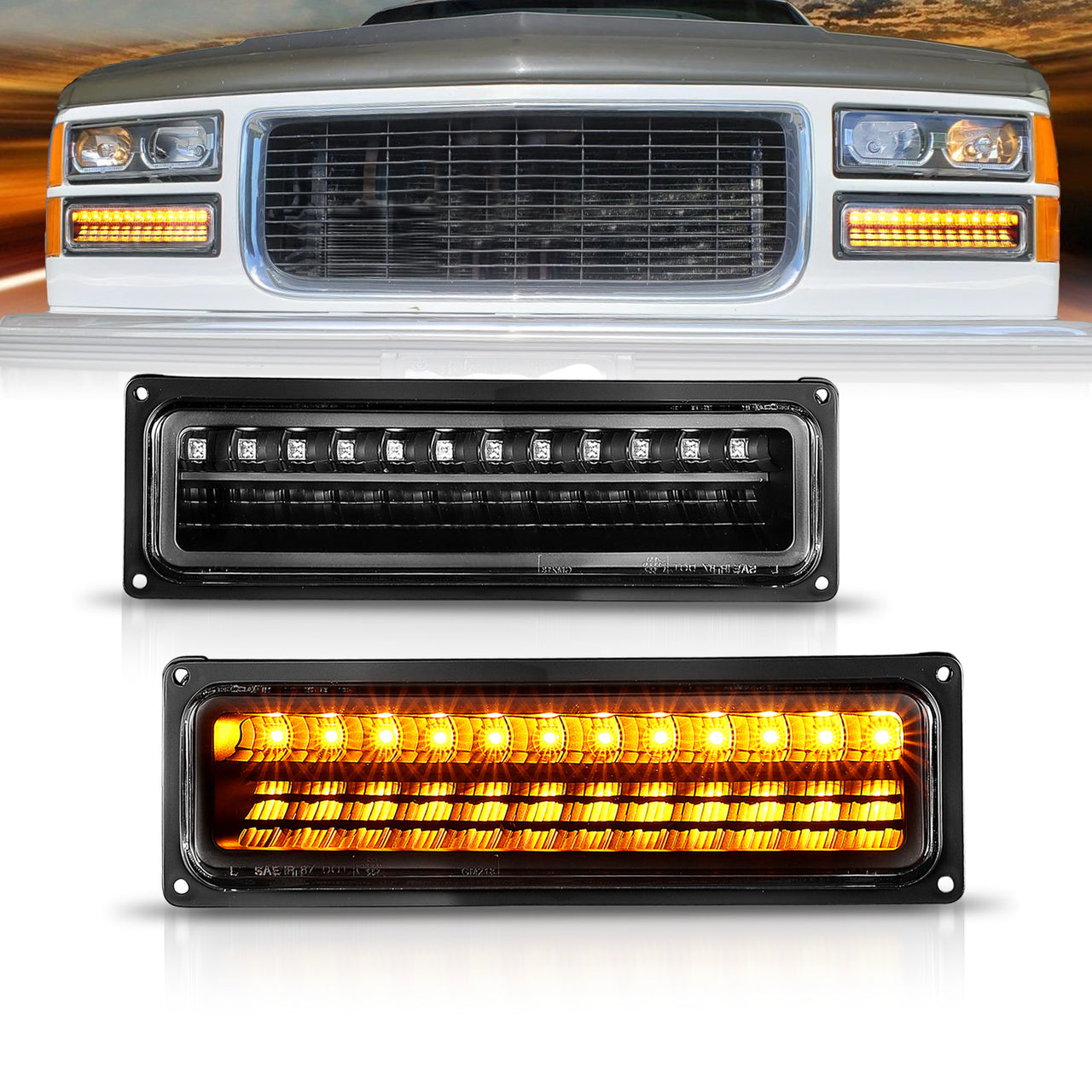 CHEVY FULLSIZE/BLAZER/SUBURBAN/SIERRA/YUKON 88-98 PARKING LED LIGHTS JDM BLACK