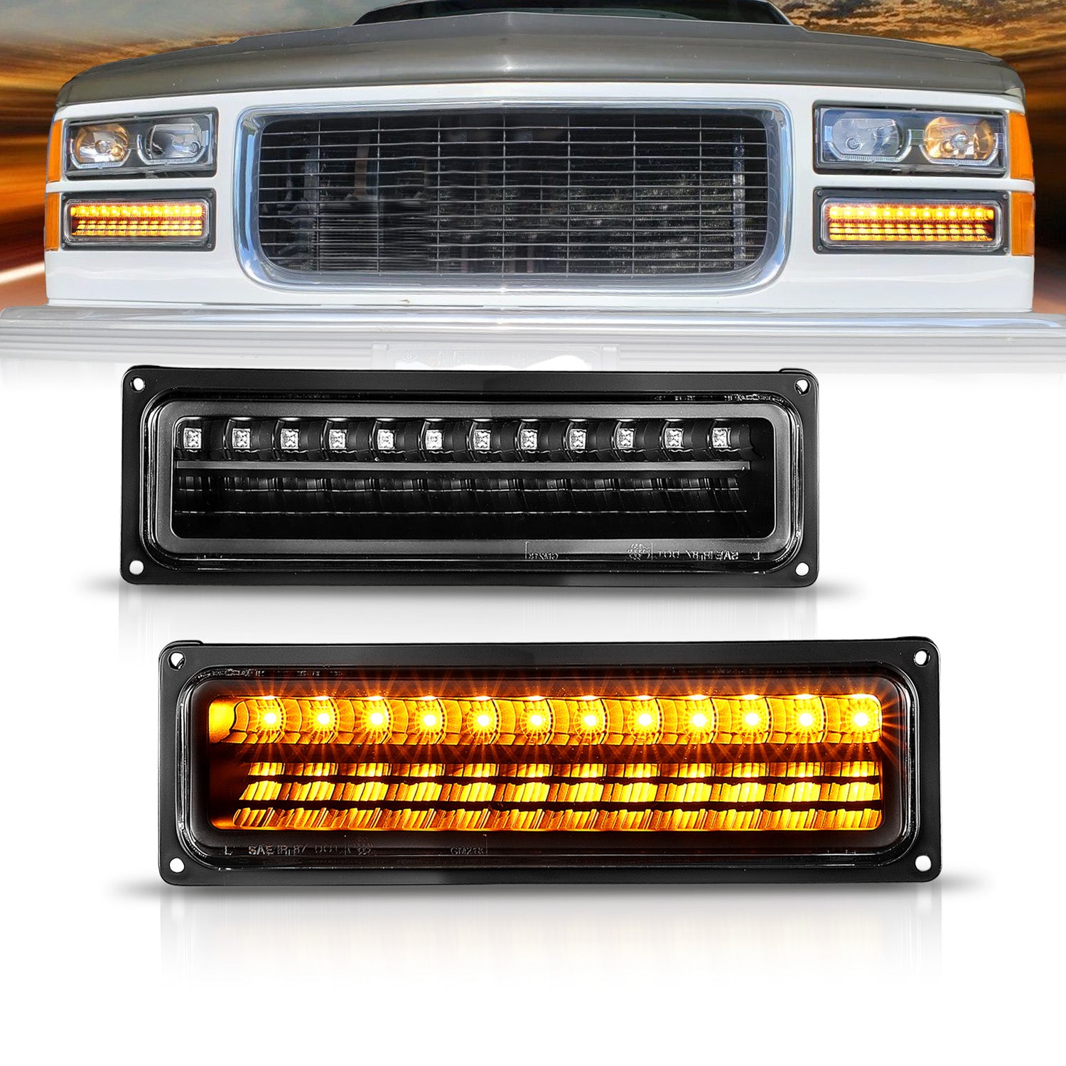 CHEVY FULLSIZE/BLAZER/SUBURBAN/SIERRA/YUKON 88-98 PARKING LED LIGHTS JDM BLACK