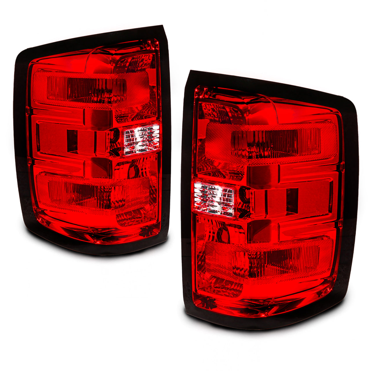 CHEVY SILVERADO 14-17 TAIL LIGHTS RED/CLEAR LENS (OE STYLE) (W/O WIRE)
