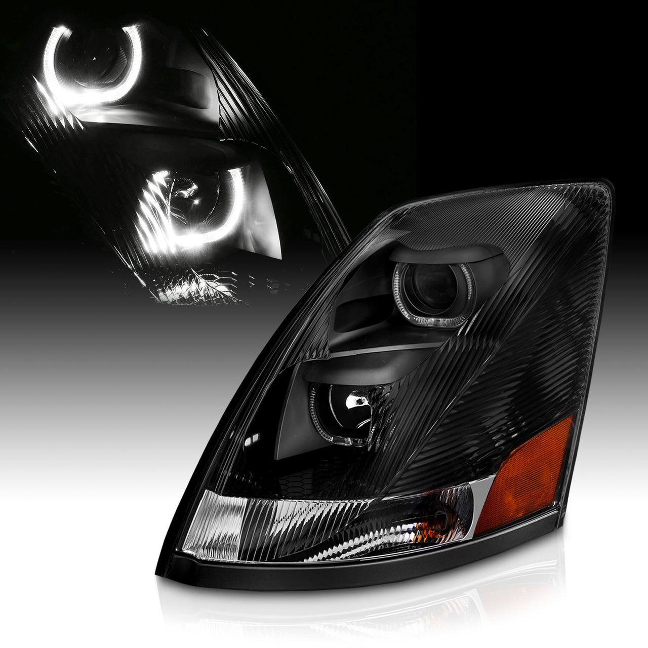VOLVO VN/VNL SERIES 04-15 PROJECTOR U BAR STYLE H.L BLACK AMBER REFLECTOR (LEFT)