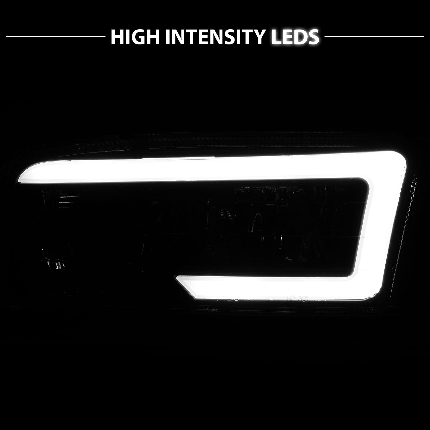 GMC SIERRA/SIERRA DENALI 99-07/SIERRA CLASSIC 2007/ YUKON/YUKON XL/YUKON DENALI 00-06 HEADLIGHTS  BLACK AMBER  (W/ C LIGHT BAR)