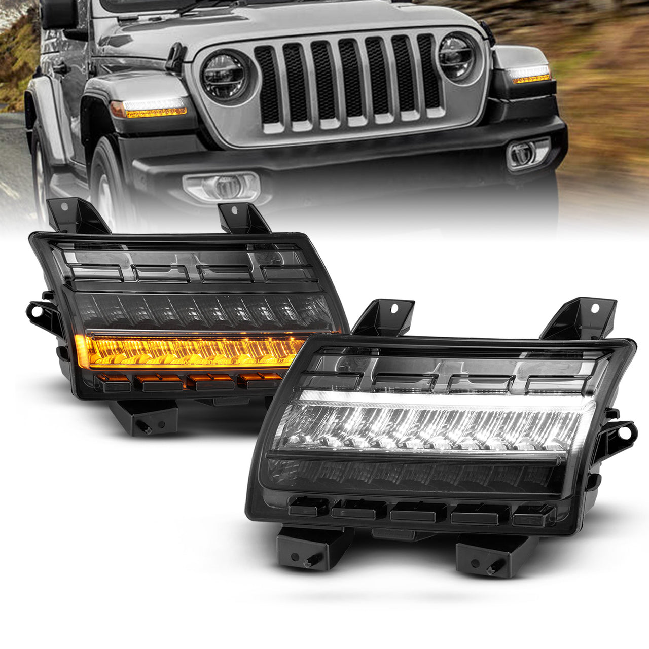 JEEP WRANGLER 10-21 LED SIDE MARKERS SMOKE LENS (SEQUENTIAL SIGNAL) (FOR LOW CONFIGURED)