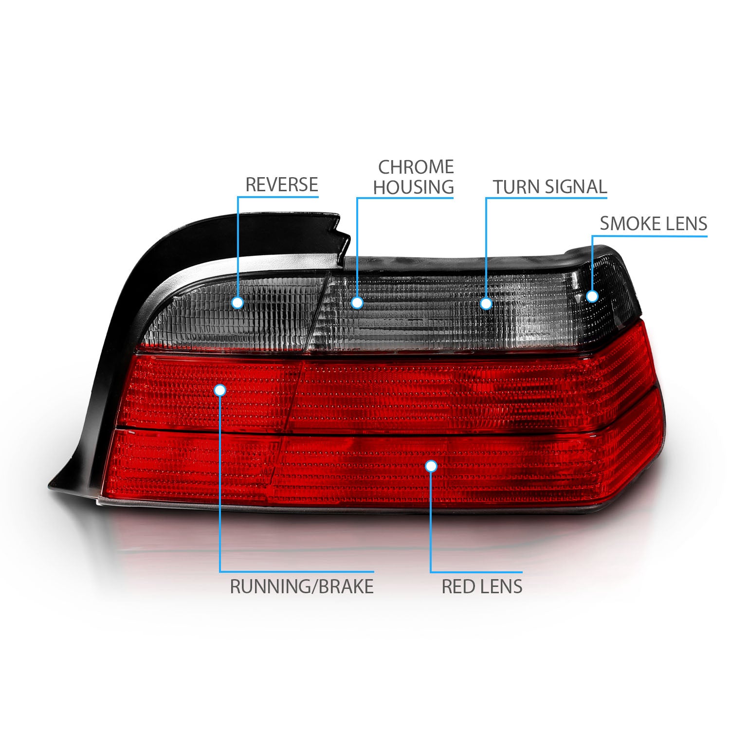 BMW 3 SERIES E36 92-98 2DR TAIL LIGHTS RED/SMOKE