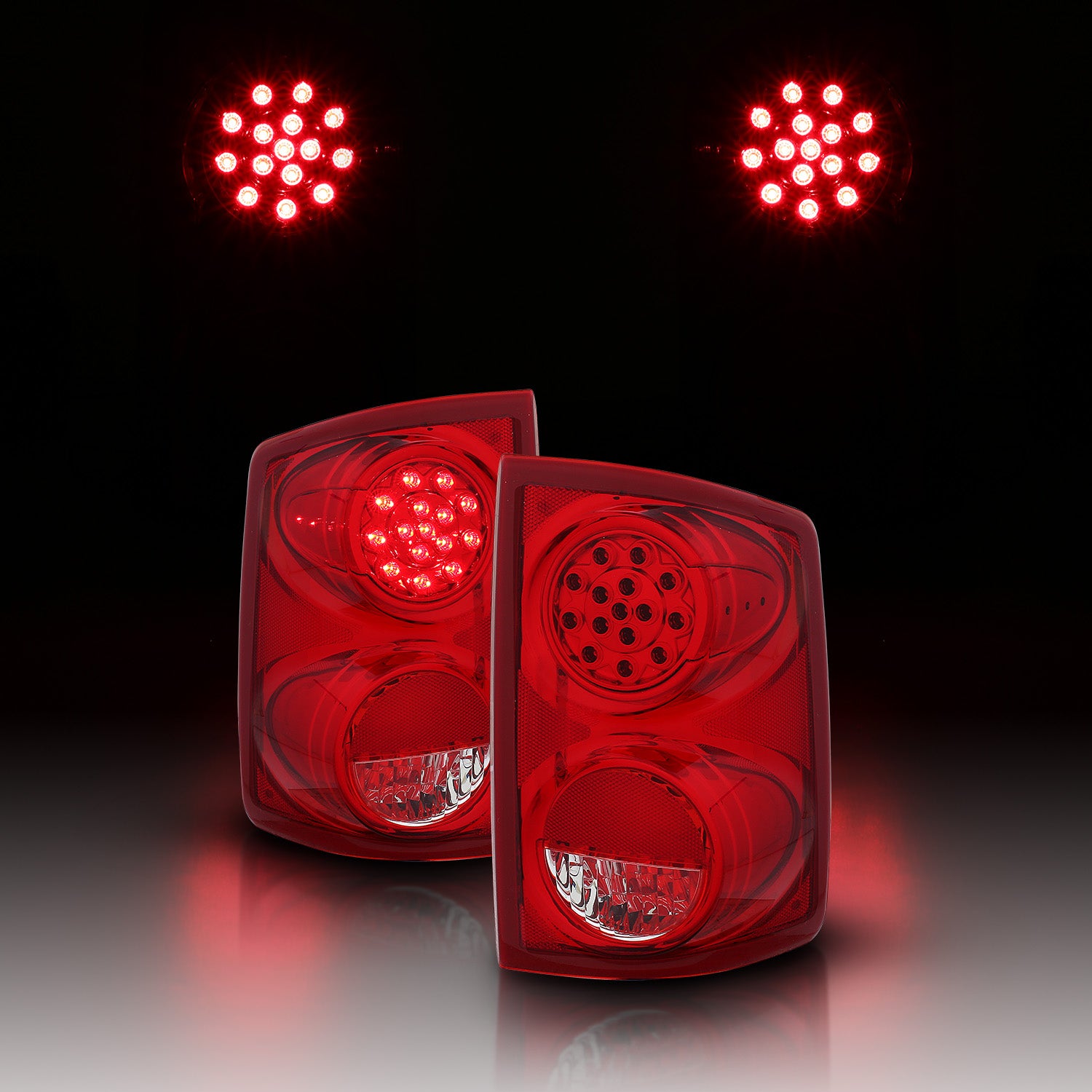 DODGE DAKOTA 2005-UP LED TAIL LIGHTS RED/CLEAR