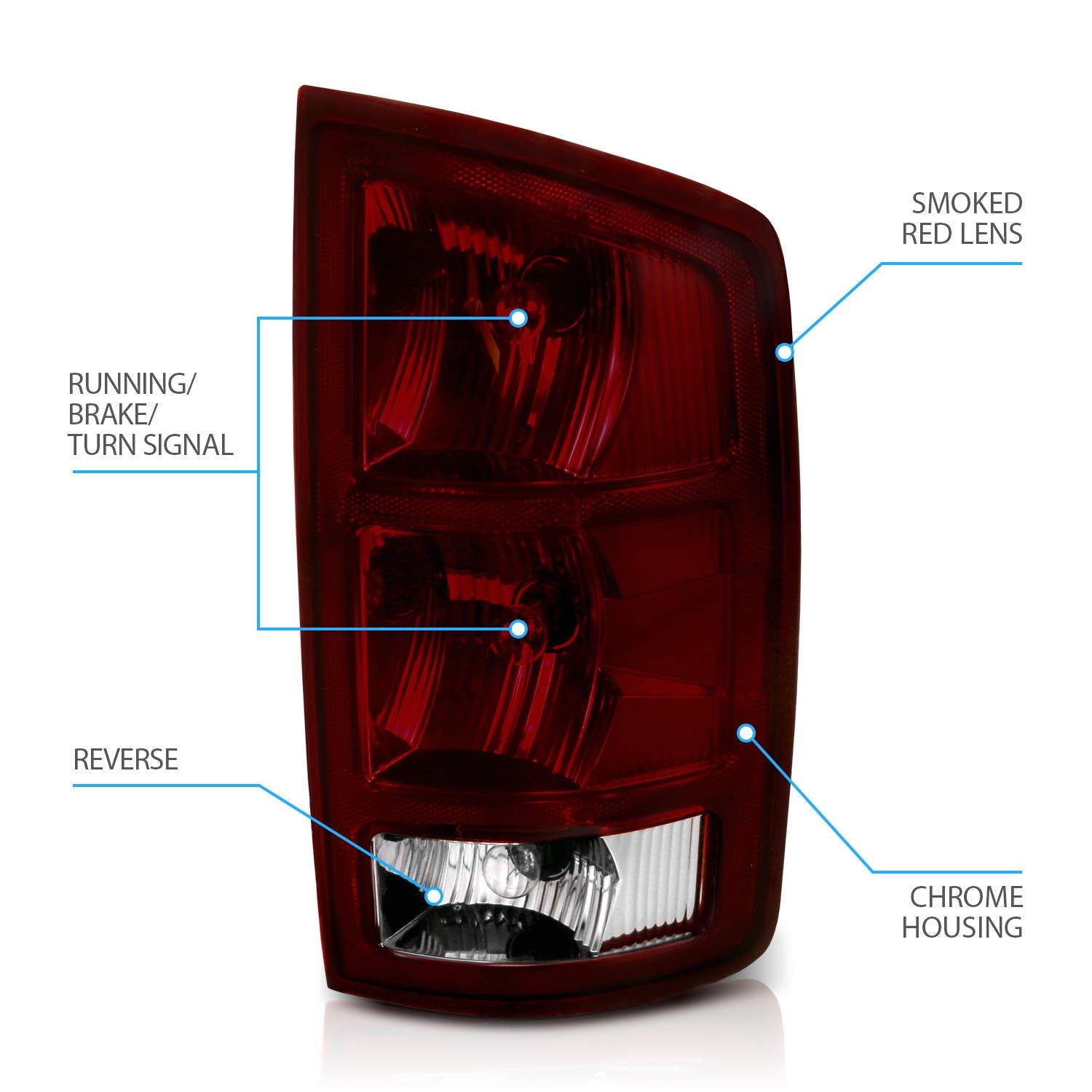 DODGE RAM 02-05 TAIL LIGHTS DARK RED (W/ 1 SET OF ASSEMBLY)