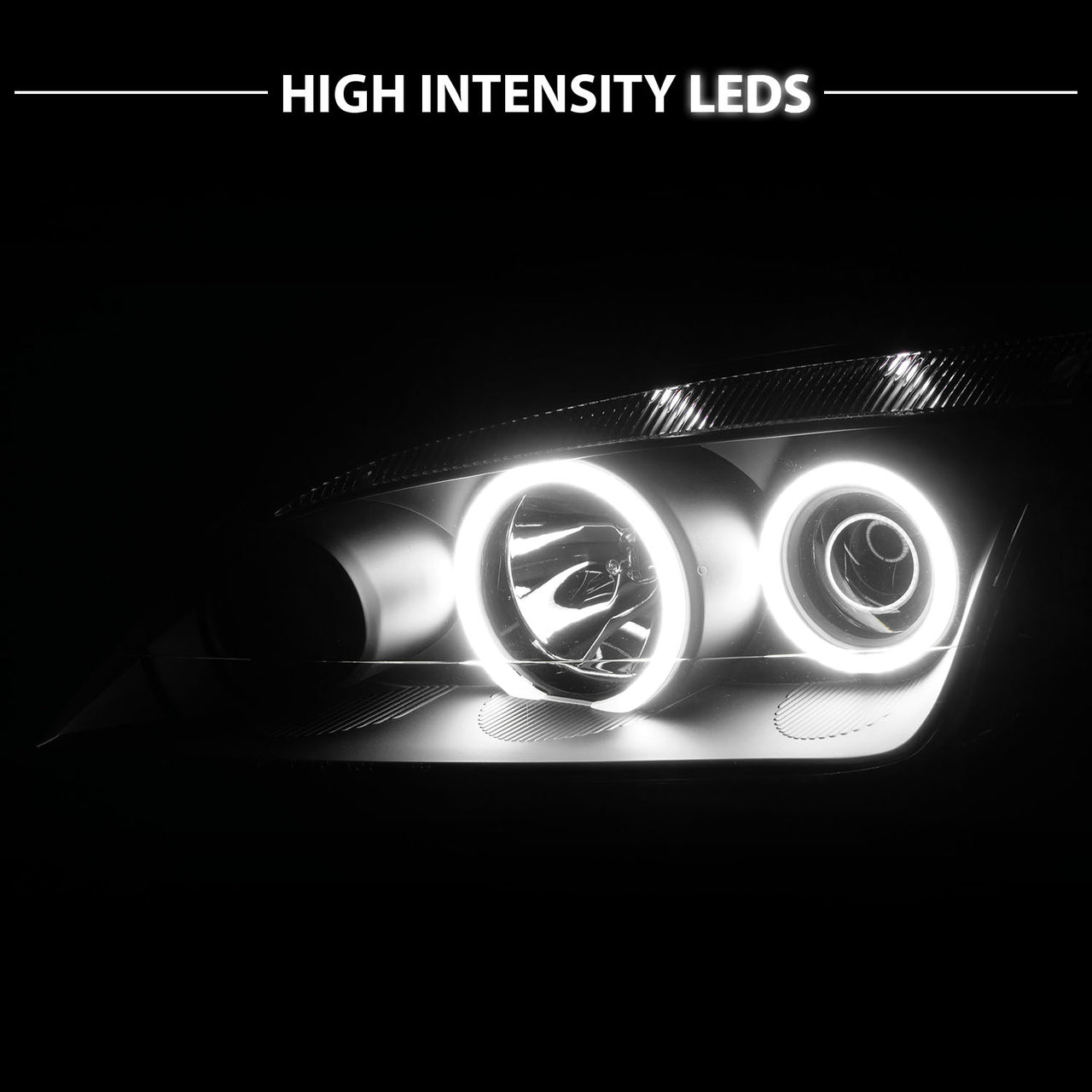FORD FOCUS ZX4 05-07 PROJECTOR HEADLIGHTS 4DR HALO BLACK CLEAR (RX HALO)