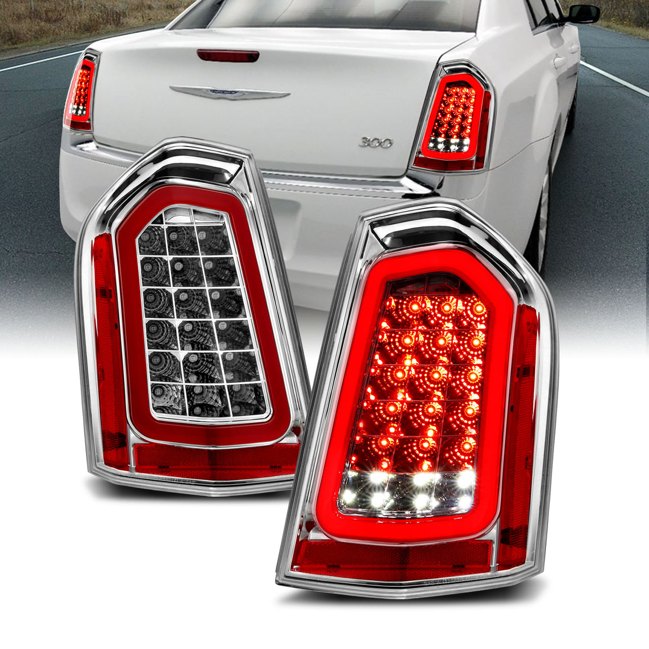 CHRYSLER 300 11-14 LED TAIL LIGHTS CHROME