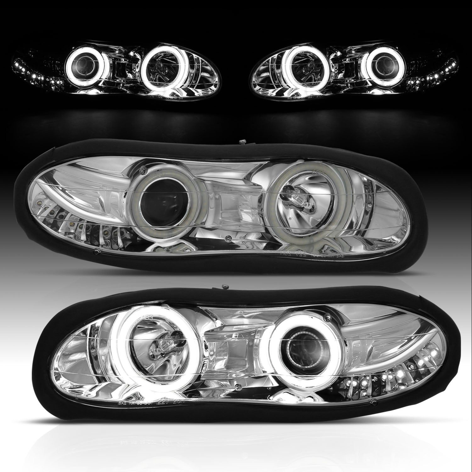 CHEVY CAMARO 98-01 PROJECTOR HEADLIGHTS HALO CHROME CLEAR (RX HALO)