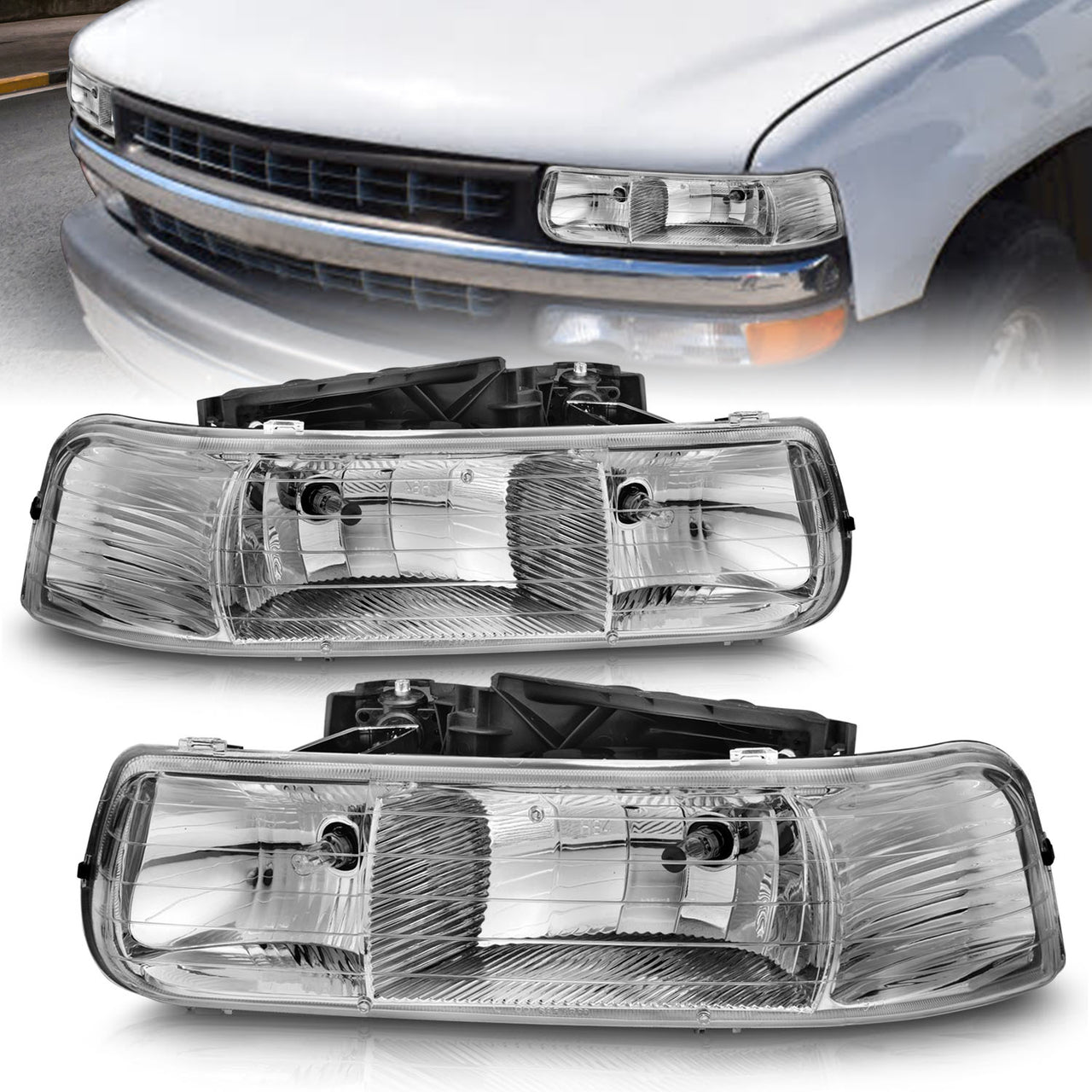 CHEVY SILVERADO 99-02 CRYSTAL HEADLIGHTS
