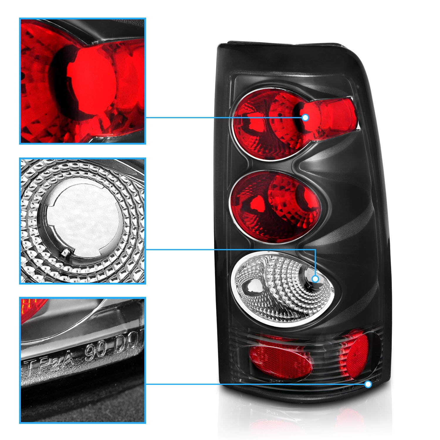 CHEVY SILVERADO 99-02 TAIL LIGHTS BLACK
