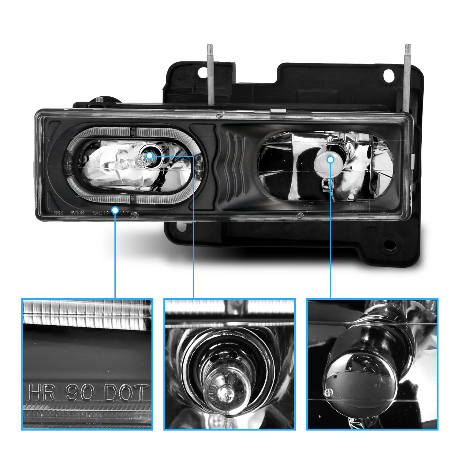 CHEVY FULLSIZE 88-98 CRYSTAL HEADLIGHTS BLACK