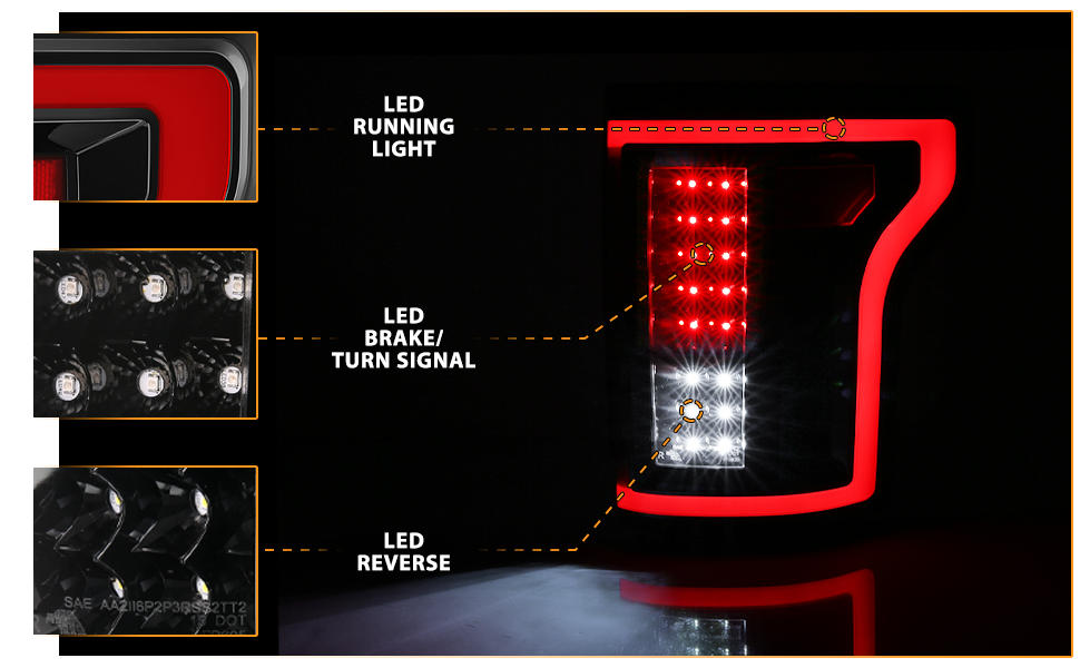 FORD F-150 15-17 LED TAIL LIGHTS BLACK (NON-BLIS ONLY