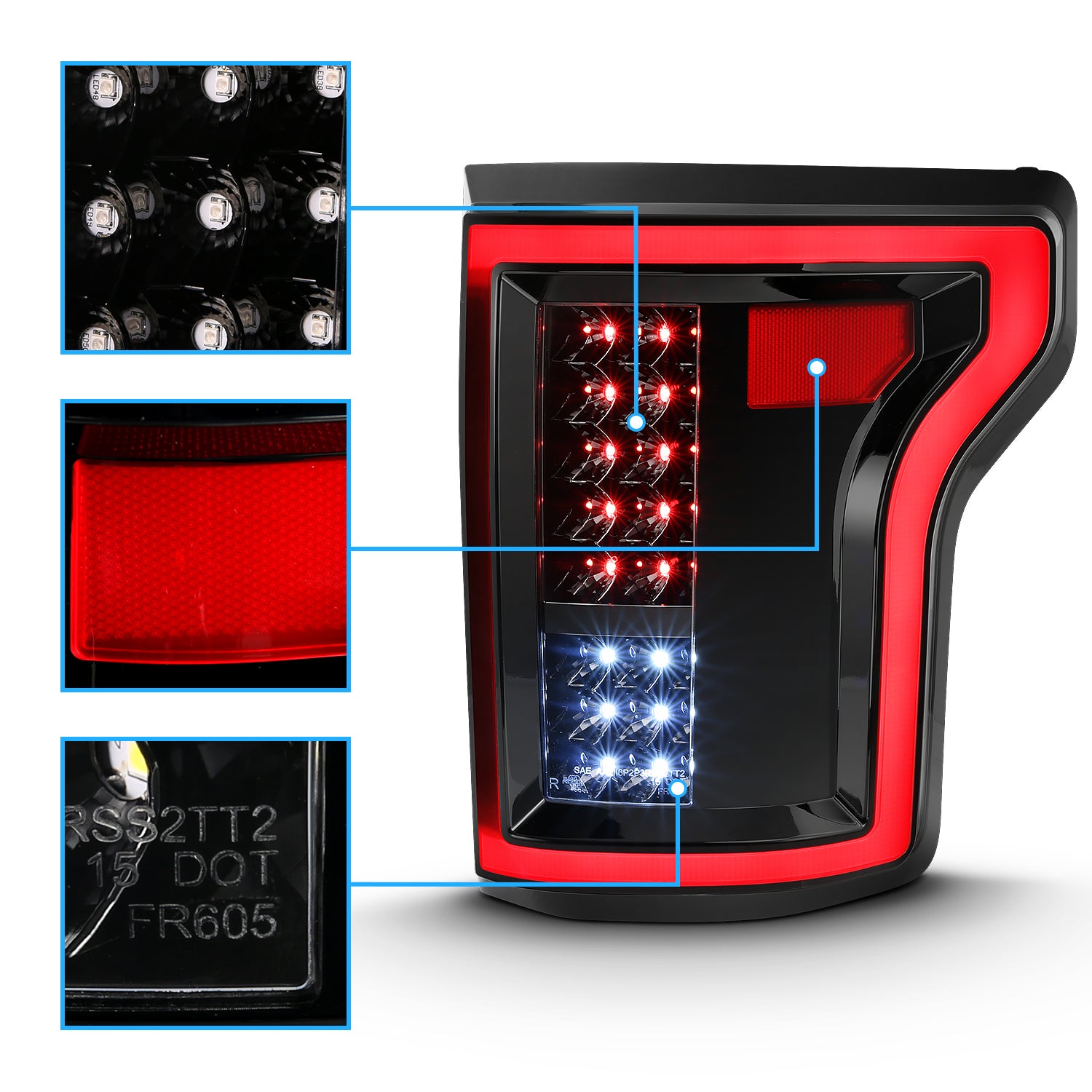 FORD F-150 15-17 LED TAIL LIGHTS BLACK (NON-BLIS ONLY