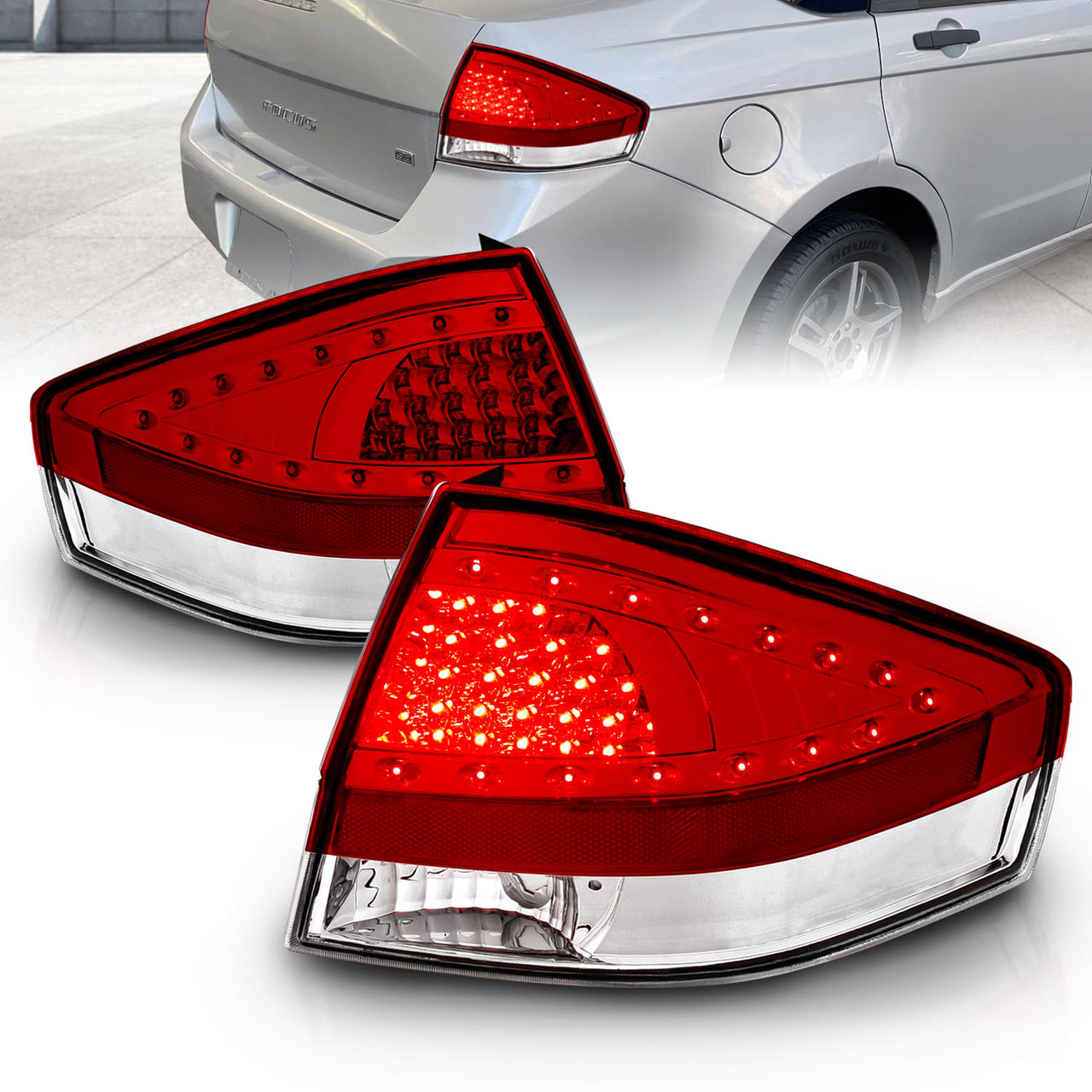 FORD FOCUS 08-11 4DR/2DR LED TAIL LIGHTS RED/CLEAR
