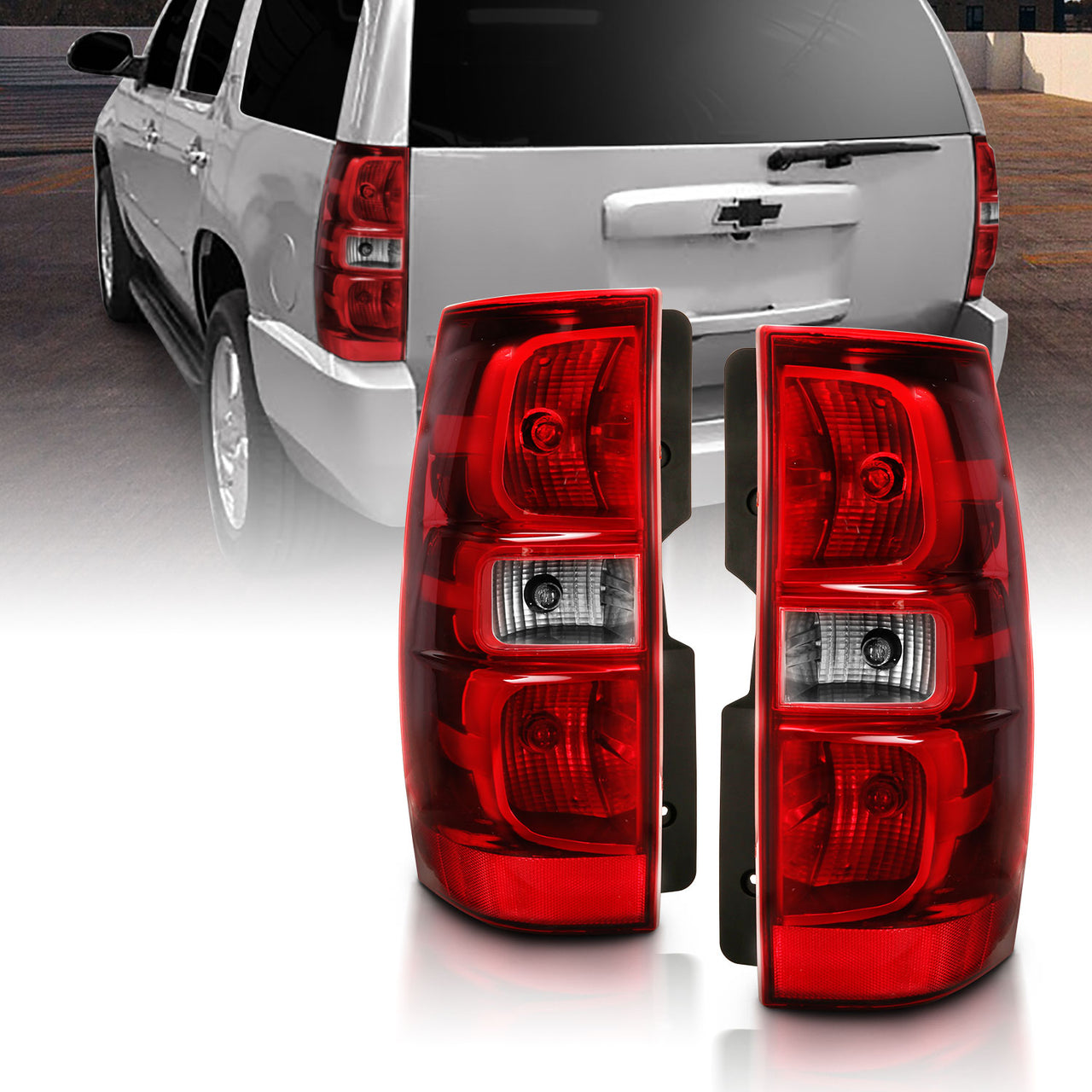 CHEYV TAHOE/SUBURBAN 07-14 TAIL LIGHTS CHROME (OE REPLACEMENT)