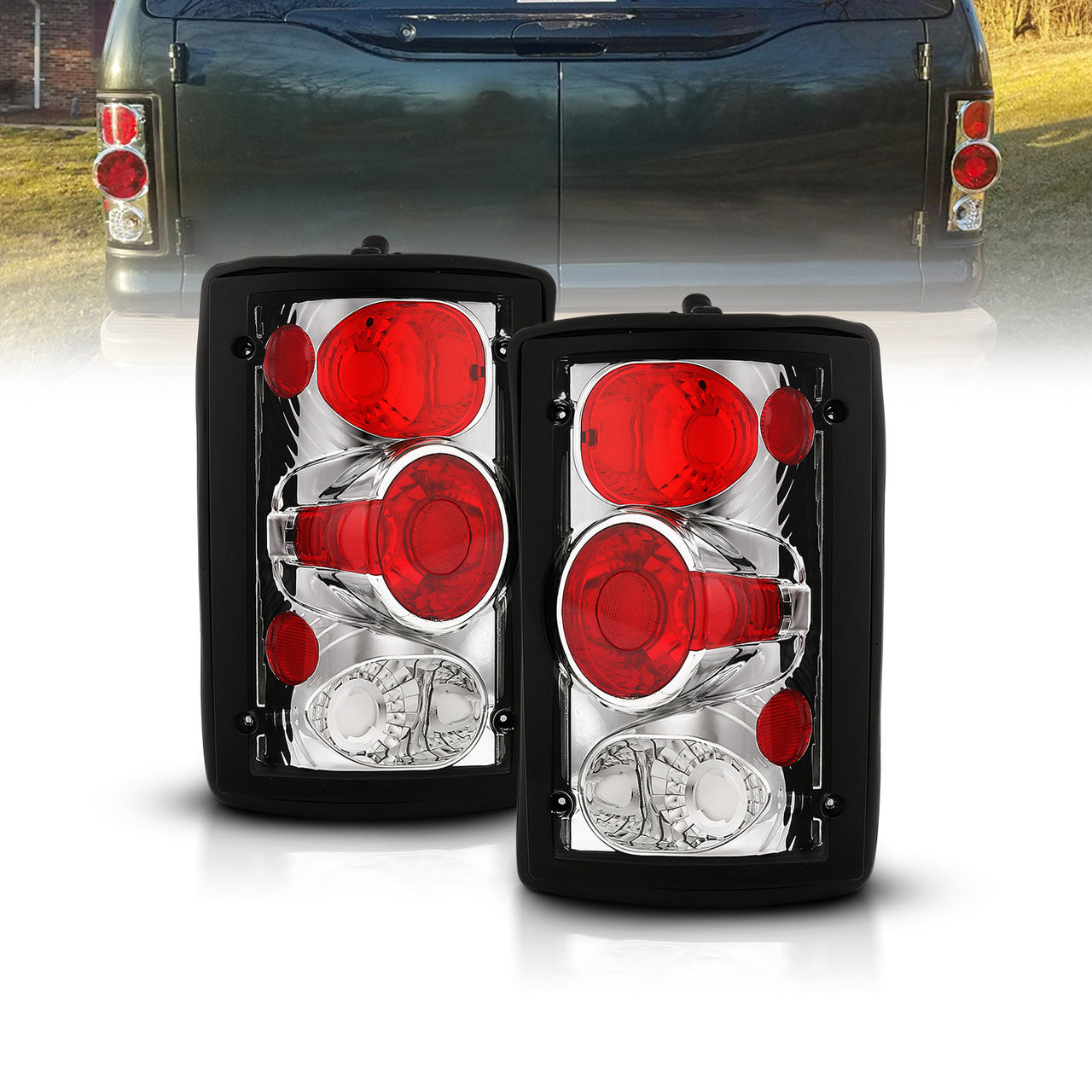 FORD EXCURSION 00-05//ECONOLINE VAN 95-03 TAIL LIGHTS CHROME