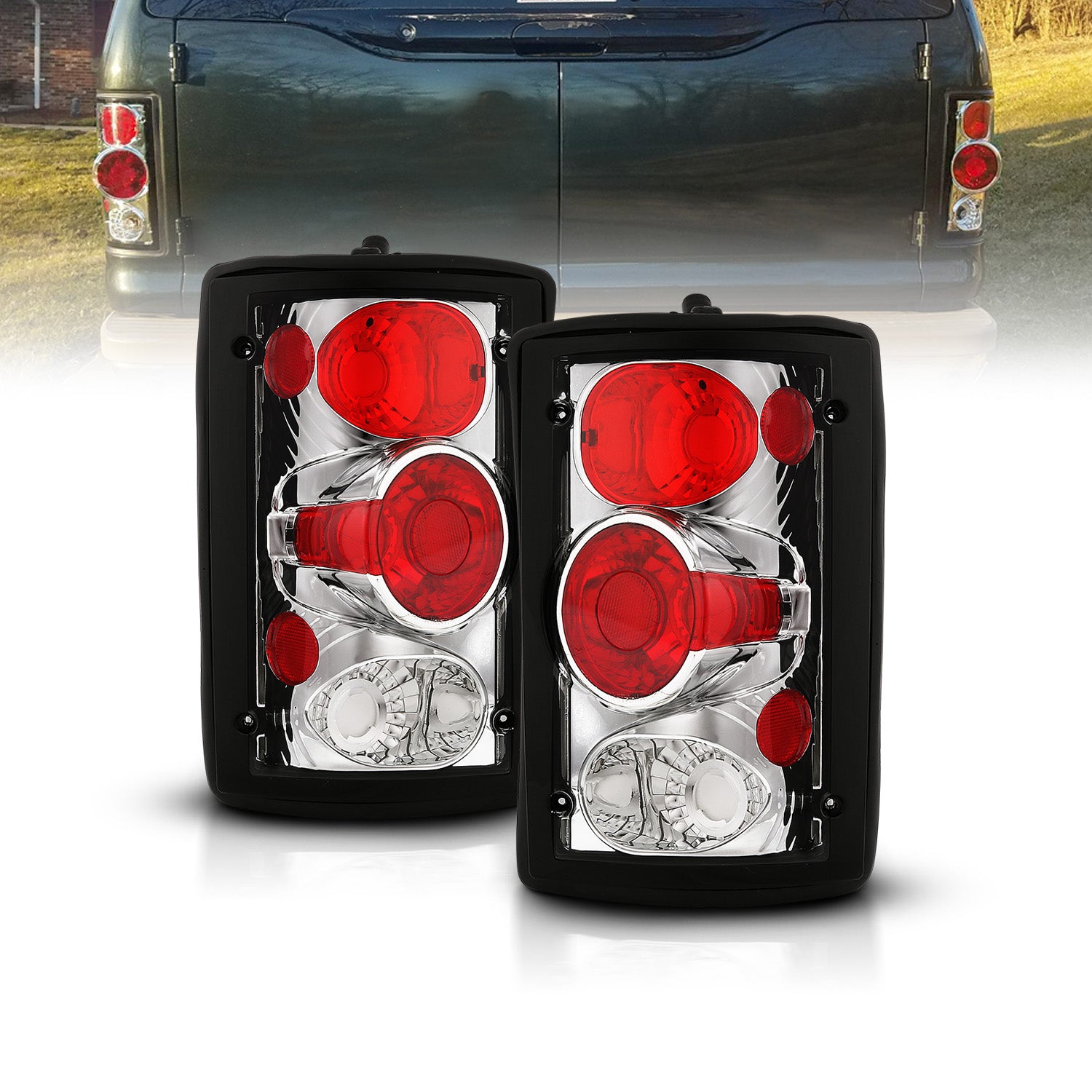 FORD EXCURSION 00-05//ECONOLINE VAN 95-03 TAIL LIGHTS CHROME