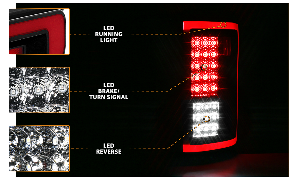FORD F-150 15-17 LED TAIL LIGHTS BLACK/CHROME (NON-BLIS ONLY)