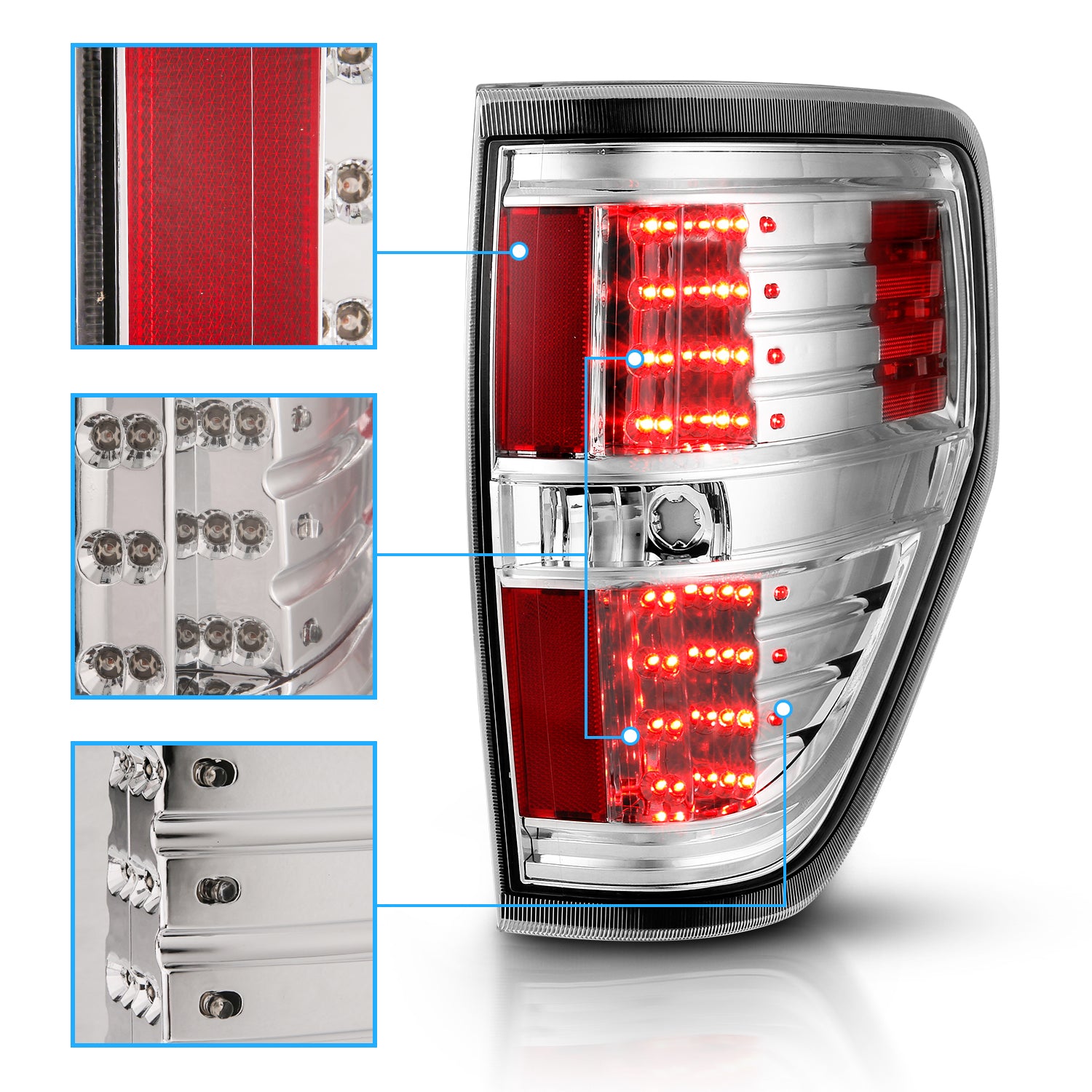 FORD F-150 09-13 LED TAIL LIGHTS ALL CHROME