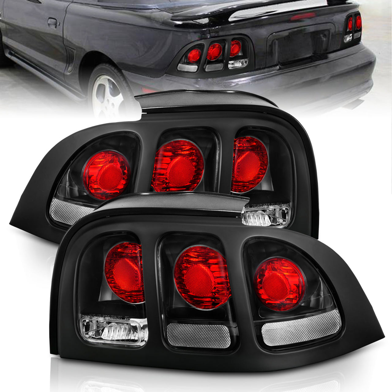 FORD MUSTANG 96-98 TAIL LIGHTS BLACK
