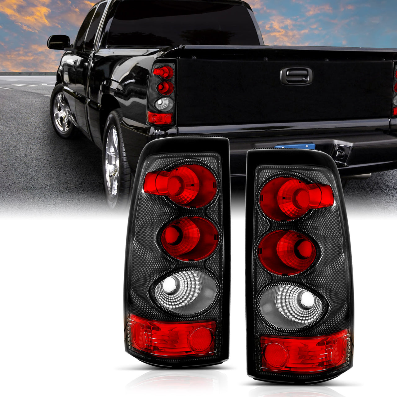 CHEVY SILVERADO 03-06 TAIL LIGHTS CARBON