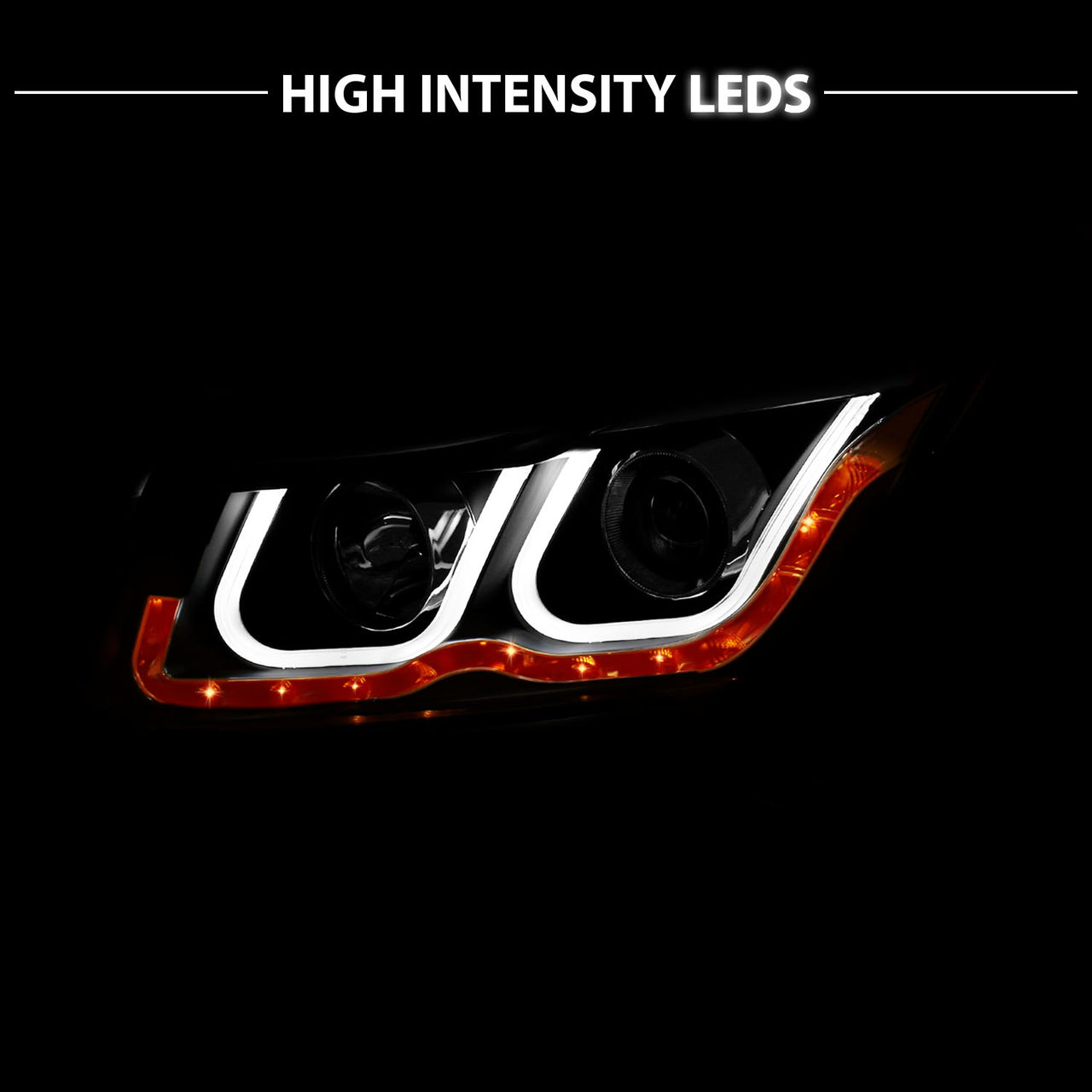 CHEVY CRUZE 2011 PROJECTOR HEADLIGHTS LIGHT BAR STYLE BLACK CLEAR