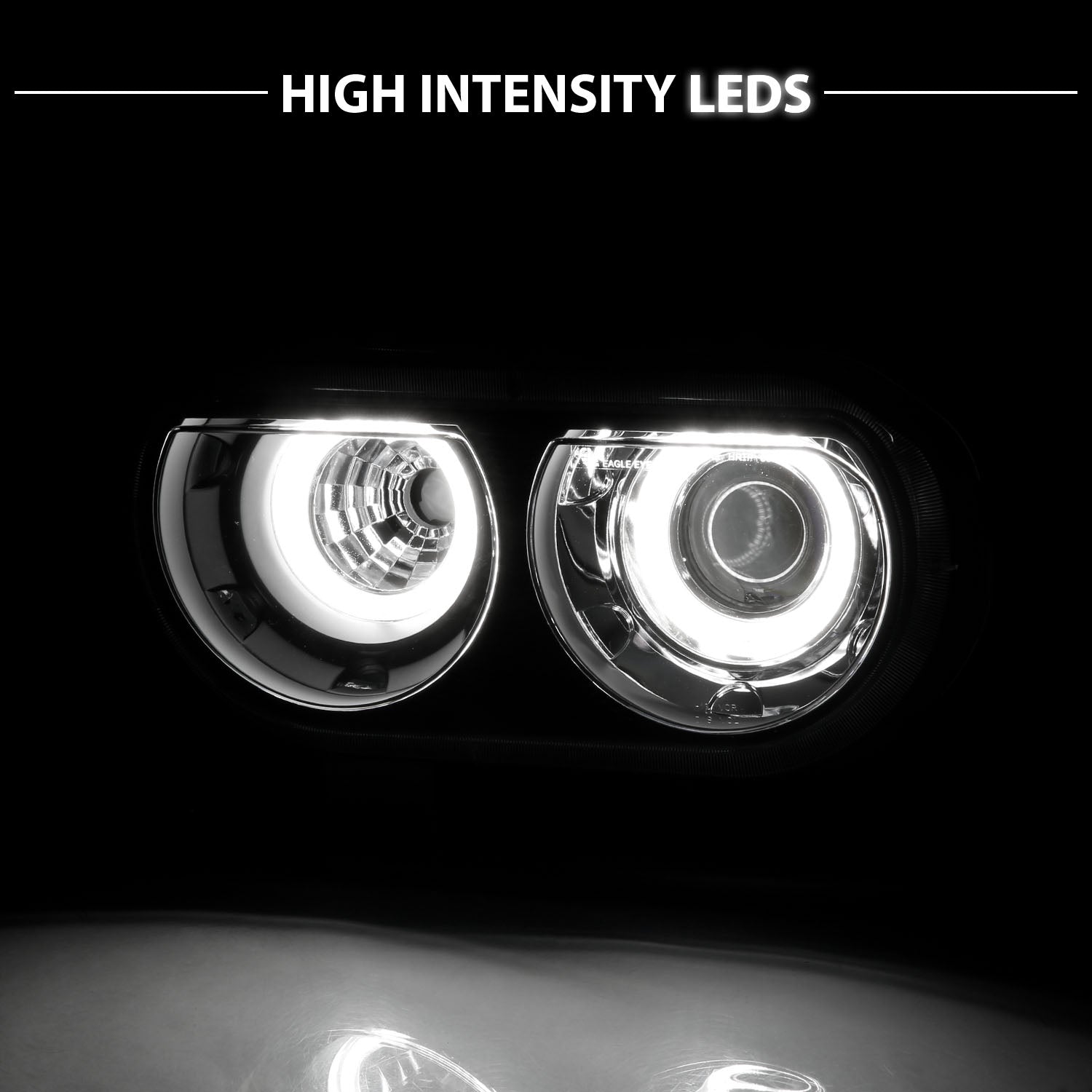 DODGE CHALLENGER 08-14 PROJECTOR HEADLIGHTS DUAL HALO BLACK CLEAR (RX HALO)