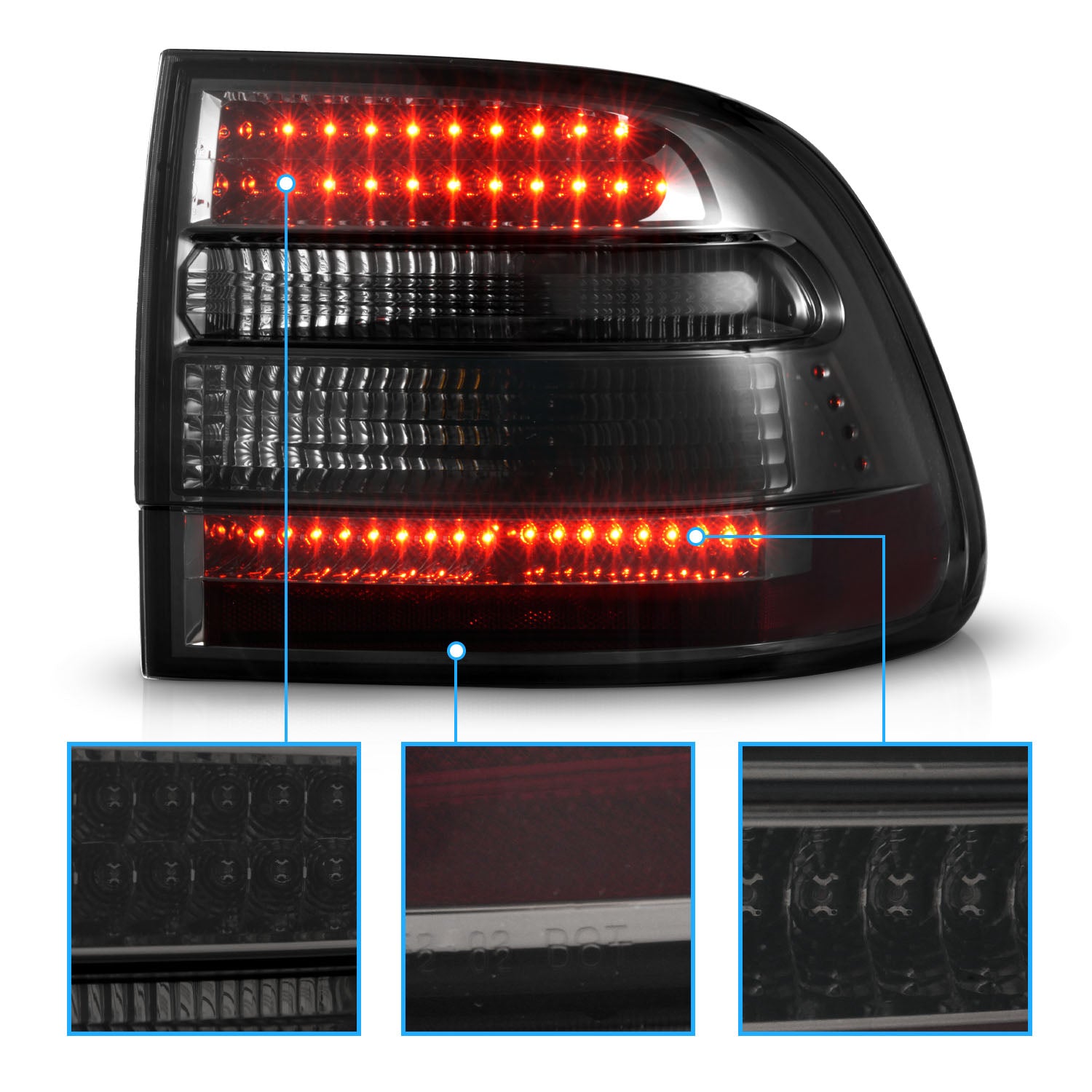 PORSCHE CAYENNE 03-06 LED TAIL LIGHTS SMOKE