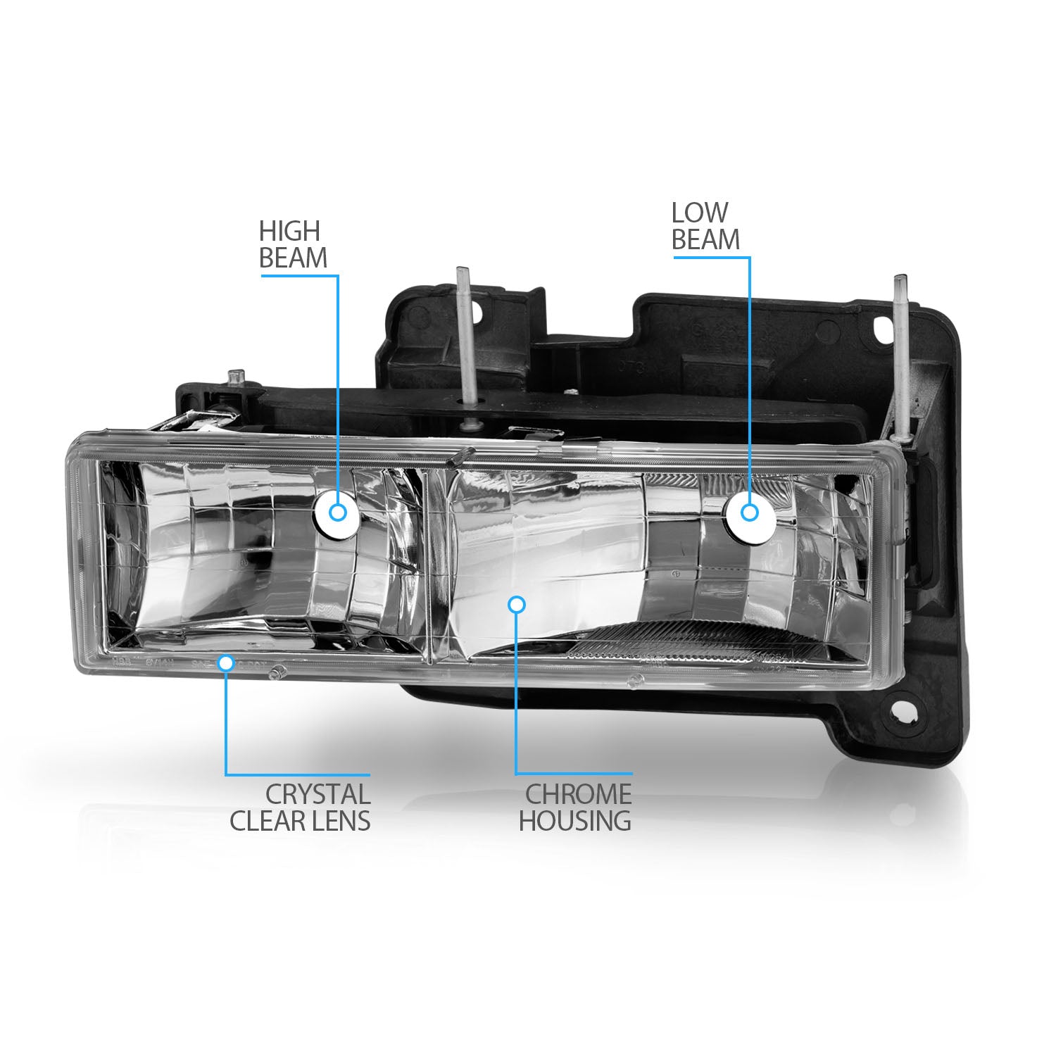 CHEVY FULLSIZE 88-98 CRYSTAL HEADLIGHTS CLEAR W/O BULB