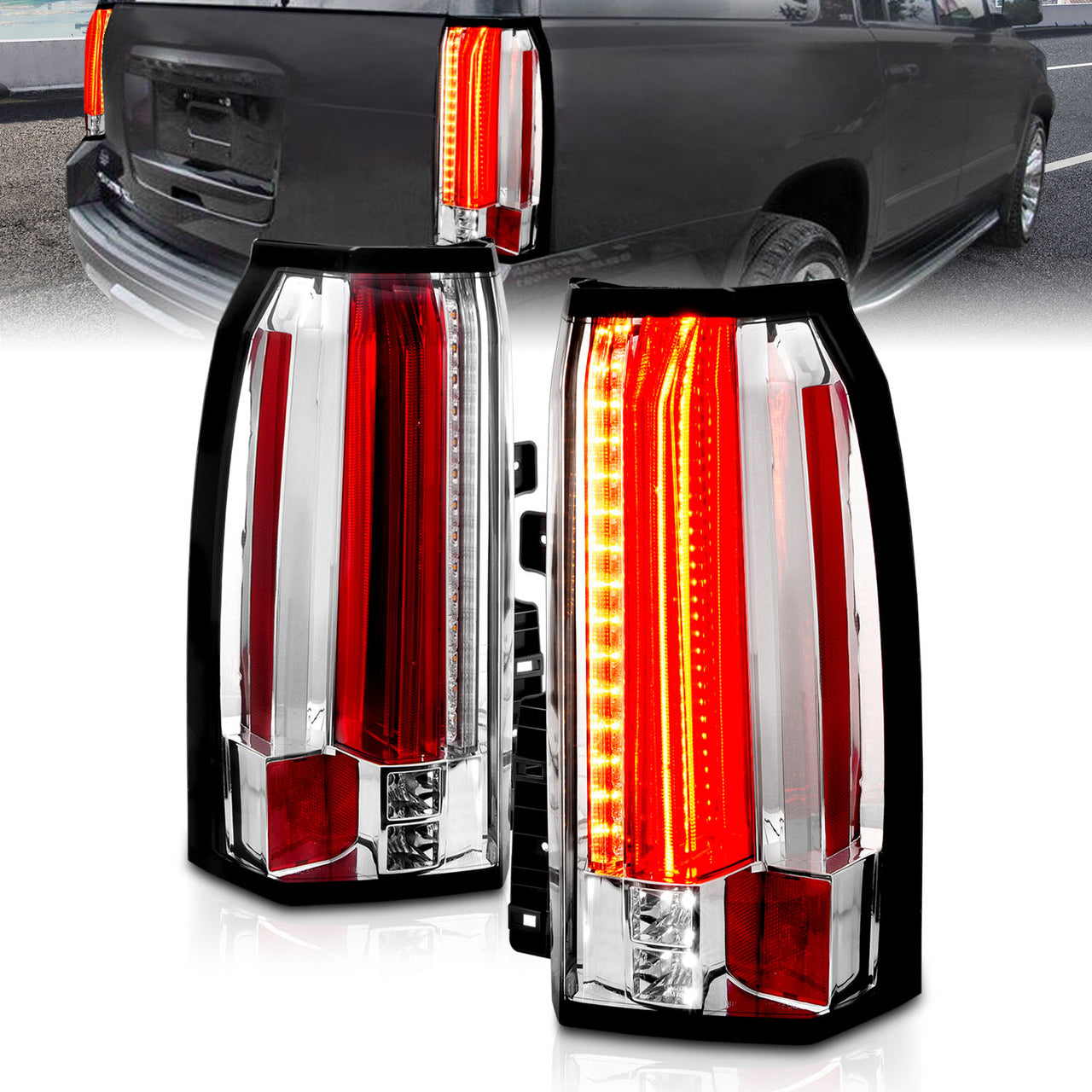 GMC YUKON/YUKON XL 15-17 LED TAIL LIGHTS ALL CHROME