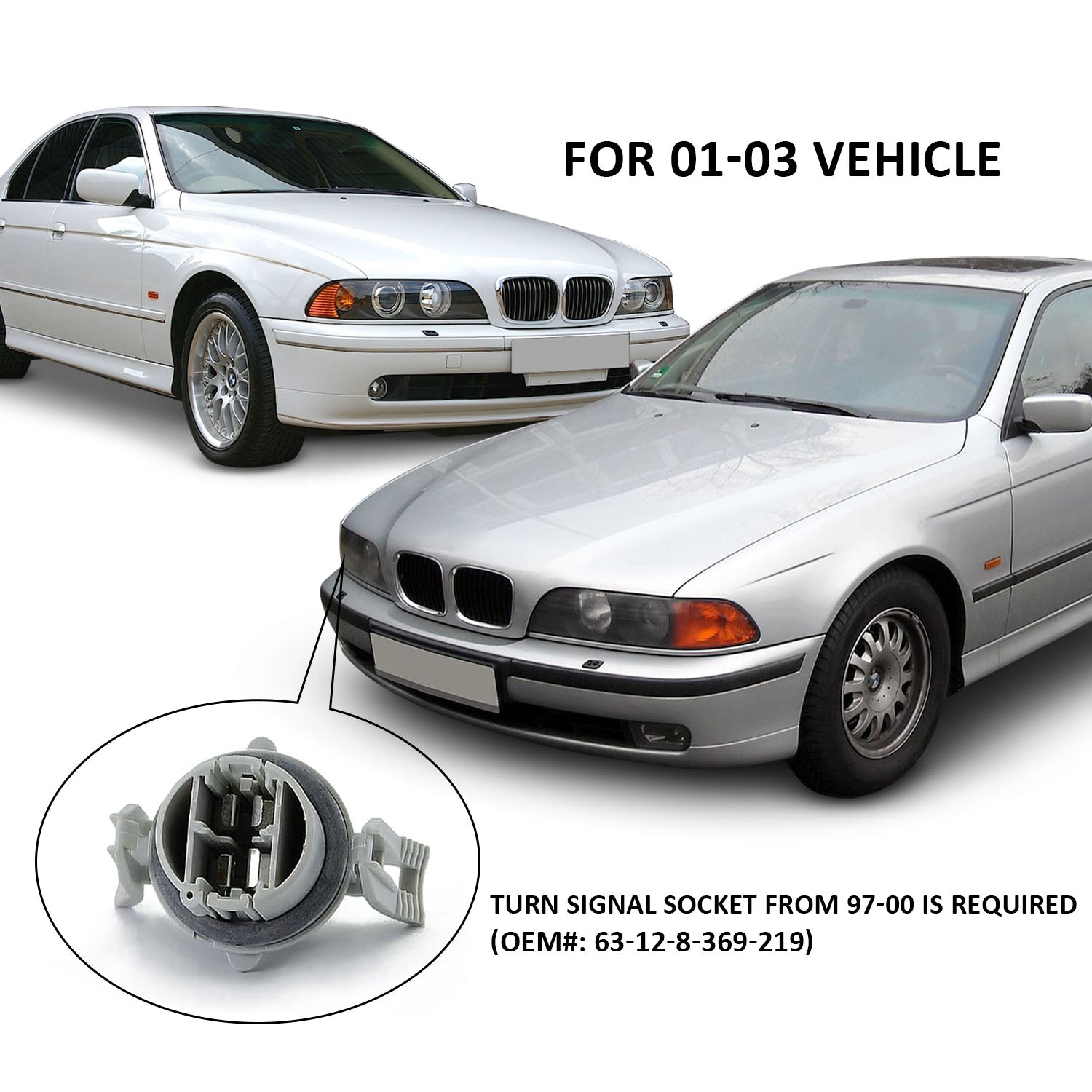 BMW 5 SERIES E39 95-01 PROJECTOR HEADLIGHTS HALO BLACK CLEAR AMBER