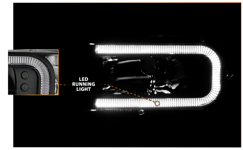 CHEVY/GMC C/K 1500/2500/3500 88-99, SUBURBAN/YUKON 92-00, TAHOE 94-00, BLAZER 92-94 HEADLIGHTS BLACK HOUSING W/ C LIGHTS BAR