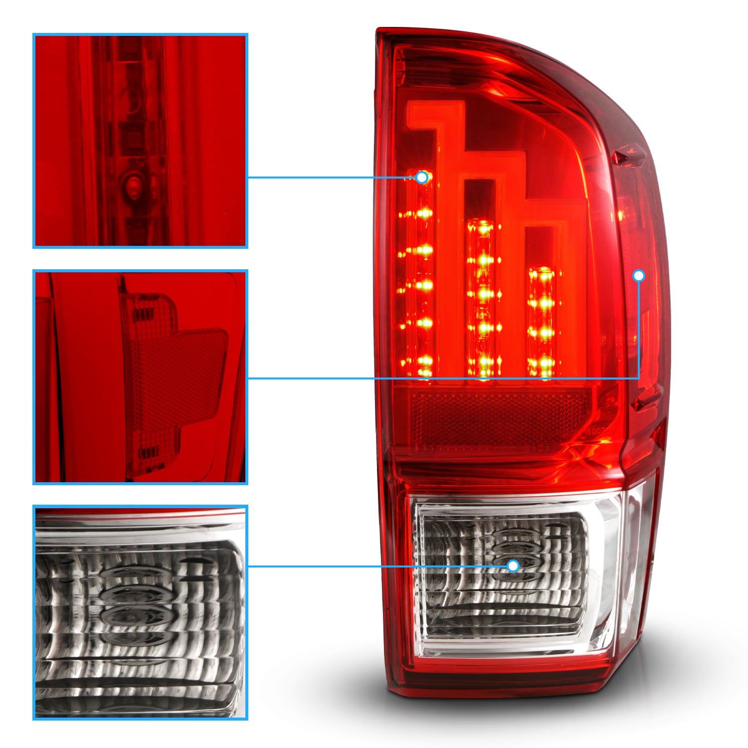 TOYOTA TACOMA 16-21 LED TAIL LIGHTS RED/CLEAR