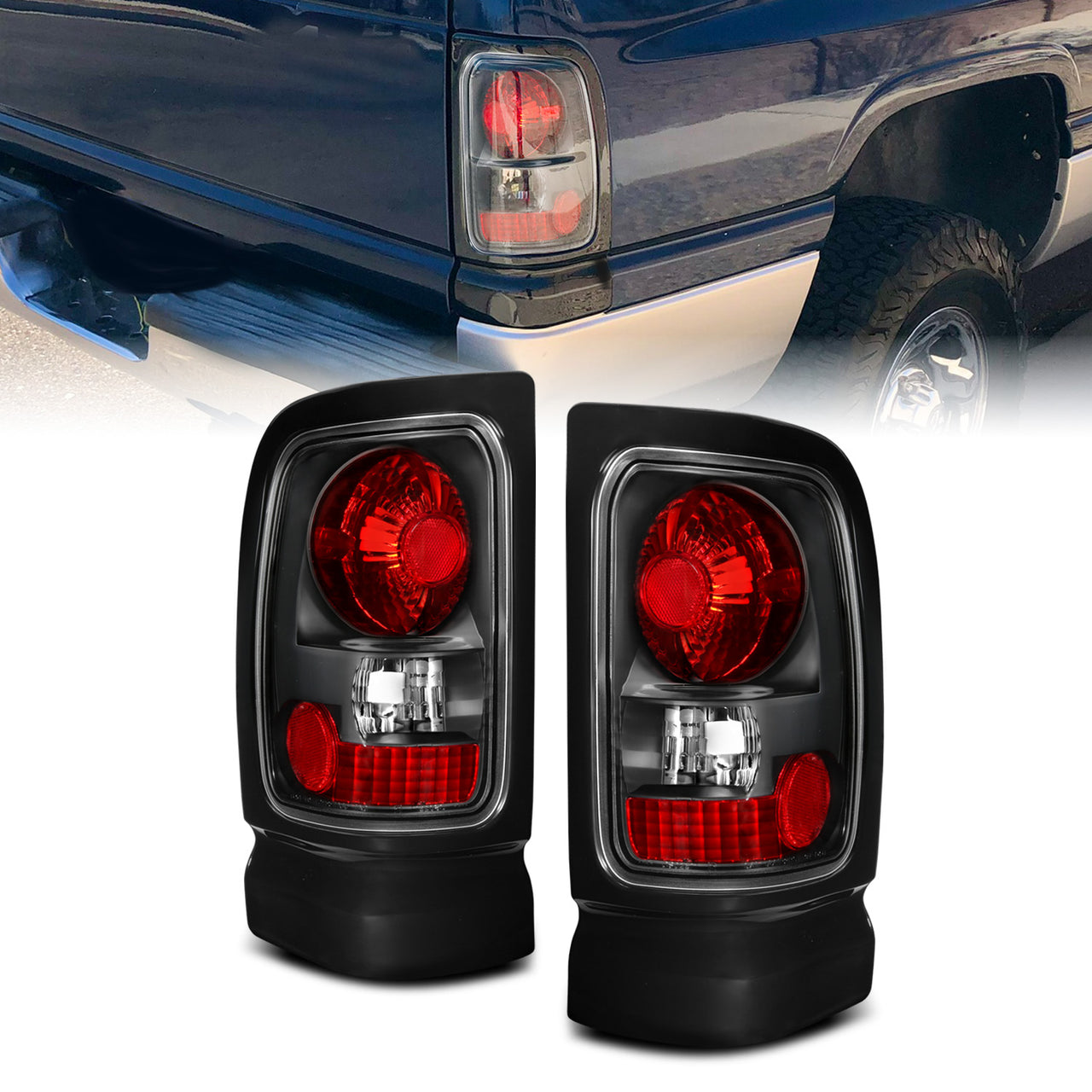 DODGE RAM 94-01 TAIL LIGHTS BLACK