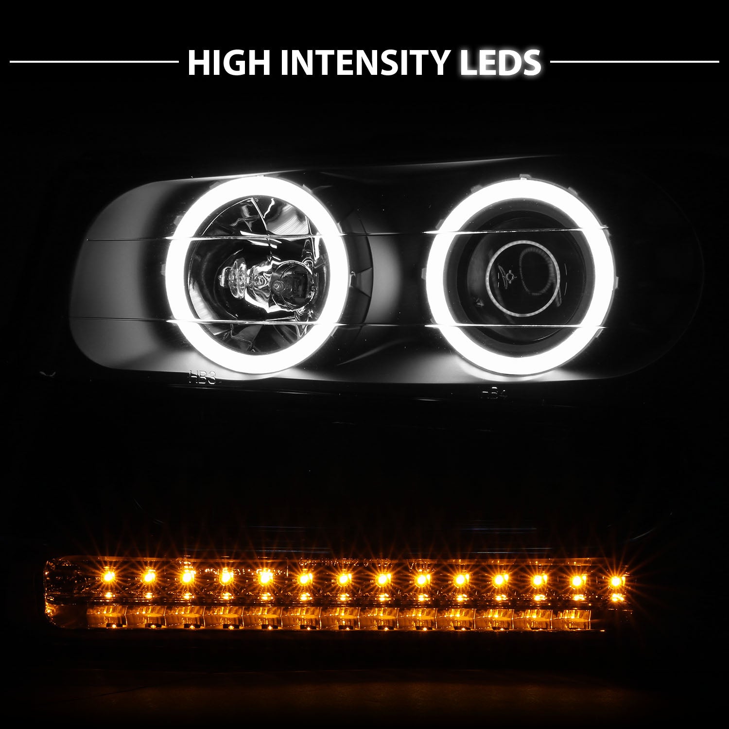 CHEVY TRAILBLAZER 02-05 PROJECTOR HEADLIGHTS HALO BLACK CLEAR AMBER (RX HALO)