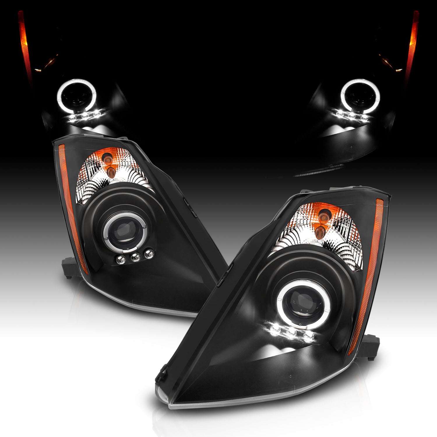 NISSAN 350Z 03-07 PROJECTOR HEADLIGHTS HALO BLACK CLEAR AMBER