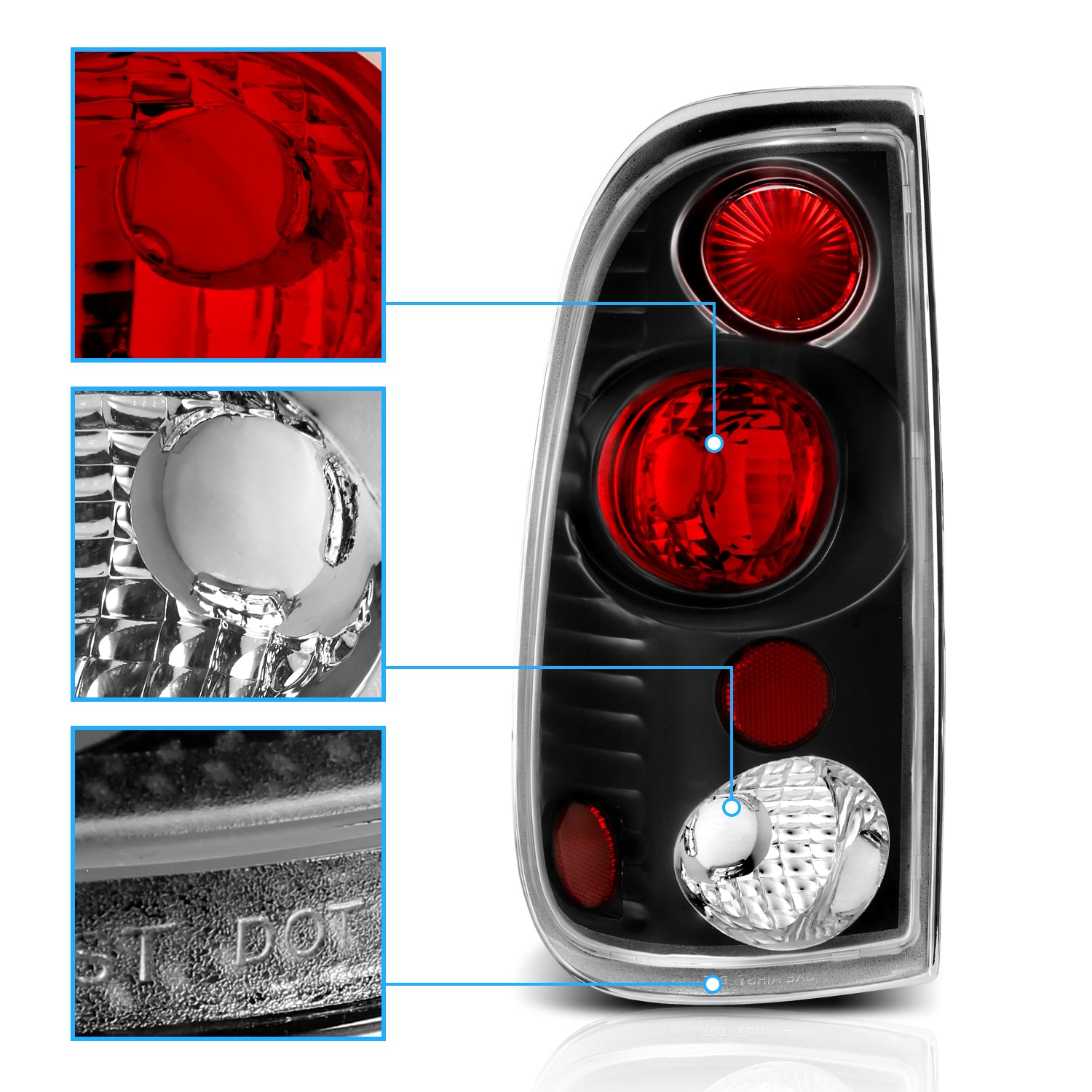 FORD F-SERIES 97-03 TAIL LIGHTS VERSION 2 BLACK
