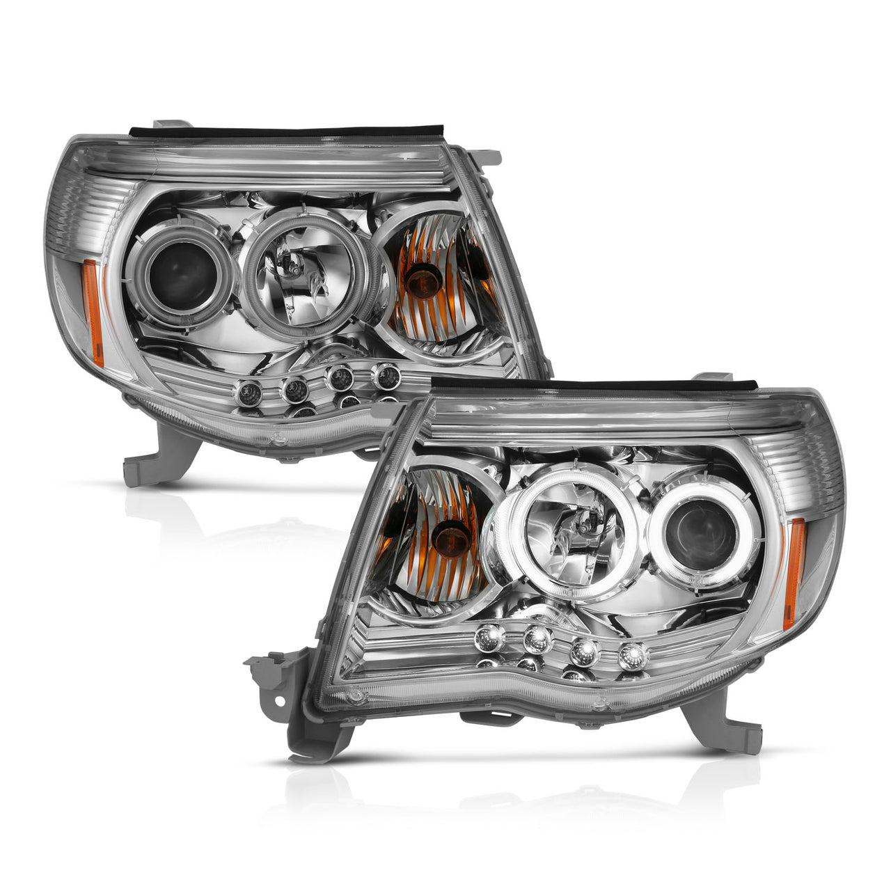 TOYOTA TACOMA 05-11 PROJECTOR HEADLIGHTS  W/O CCFL BAR  CHROME AMBER (RX HALO)
