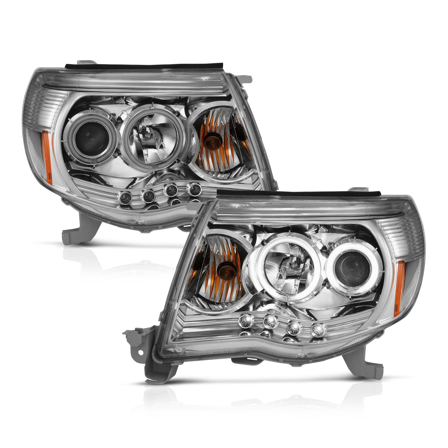 TOYOTA TACOMA 05-11 PROJECTOR HEADLIGHTS  W/O CCFL BAR  CHROME AMBER (RX HALO)