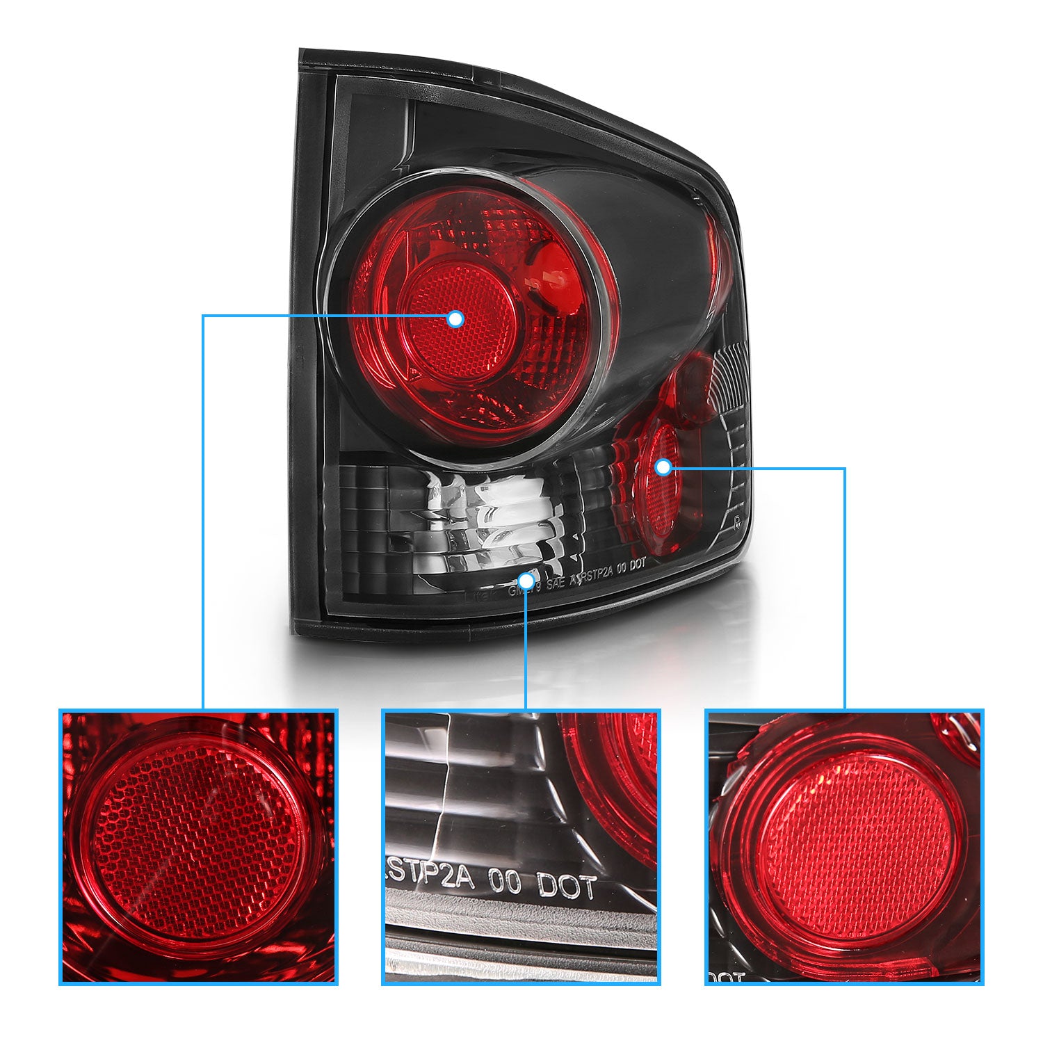 CHEVY S-10/GMC SONOMA 94-04 TAIL LIGHTS 3D STYLE BLACK