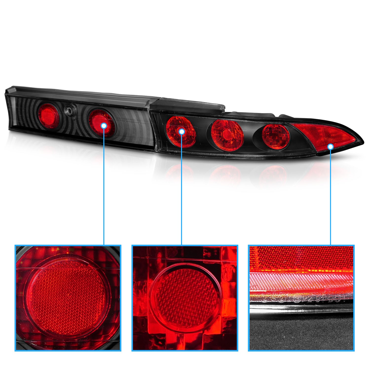 MITSUBISHI ECLIPSE 95-99 TAIL LIGHTS G2 BLACK (3PCS)