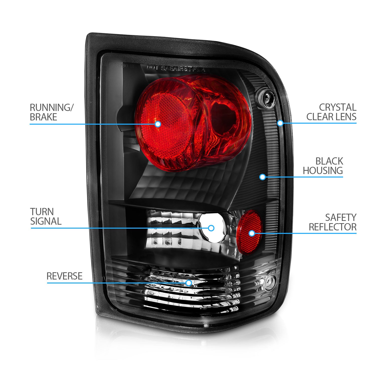 FORD RANGER 93-97 TAIL LIGHTS BLACK