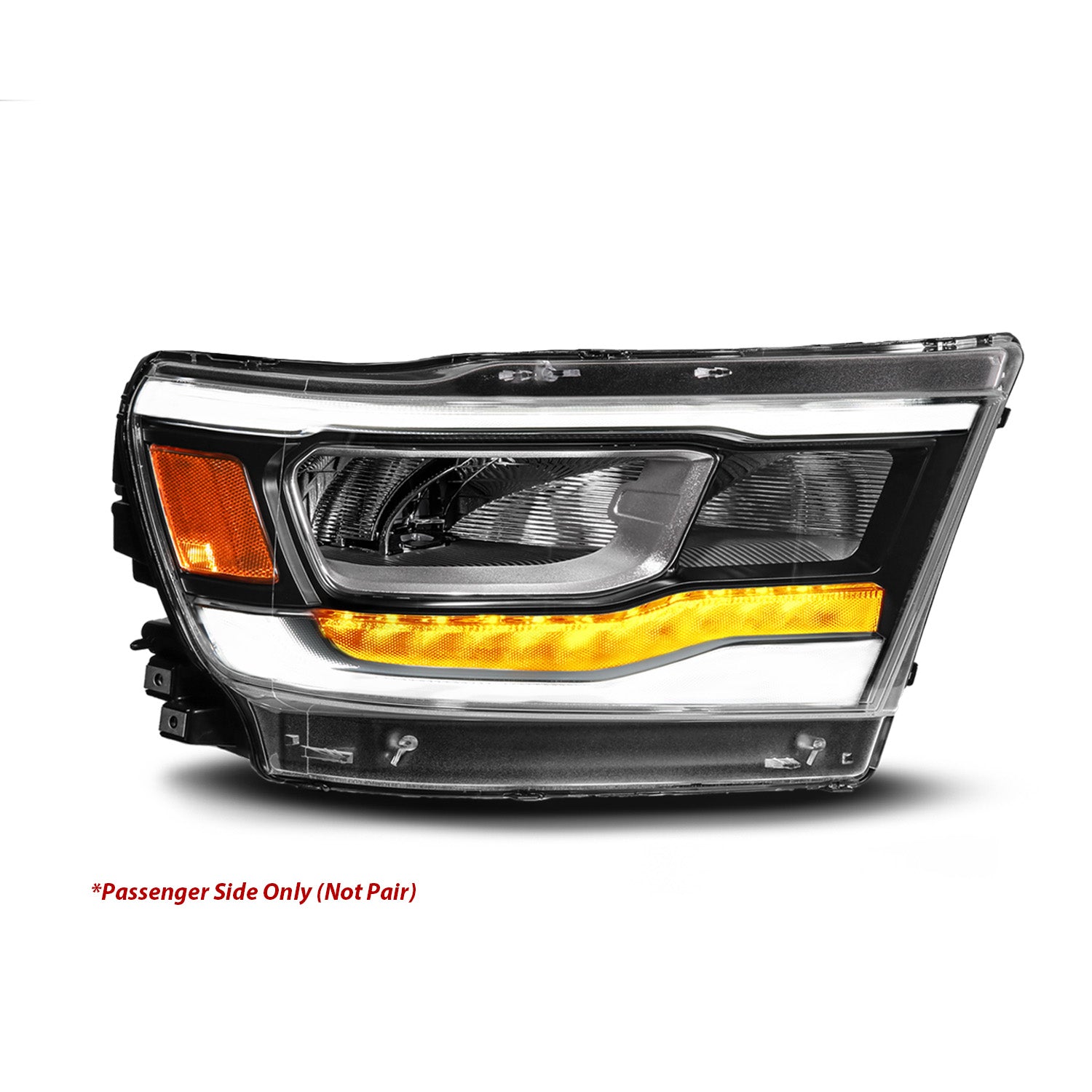 DODGE RAM 1500 (NEW BODY) (FACTORY HALOGEN MODEL) 19-UP  FULL LED HEADLIGHTS BLACK LIGHT BAR W/DRL (RIGHT SIDE)