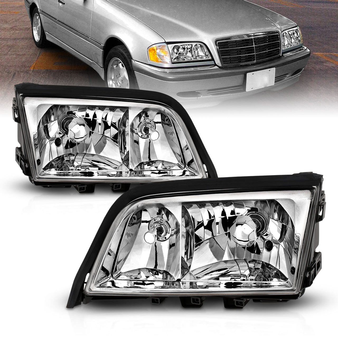 MBZ C CLASS W202 94-97 CRYSTAL HEADLIGHTS