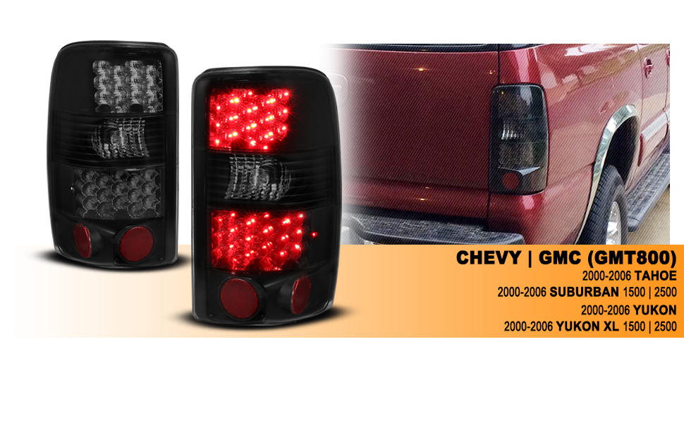 CHEVY TAHOE/SUBURBAN/GMC DENALI 00-06 LED TAIL LIGHTS DARK SMOKE
