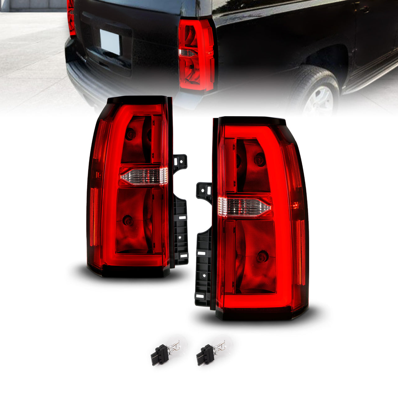 CHEVY TAHOE/SUBURBAN 15'-20' TAIL LIGHT, RED/CLEAR LENS WITH C LIGHT BAR (OE STYLE)